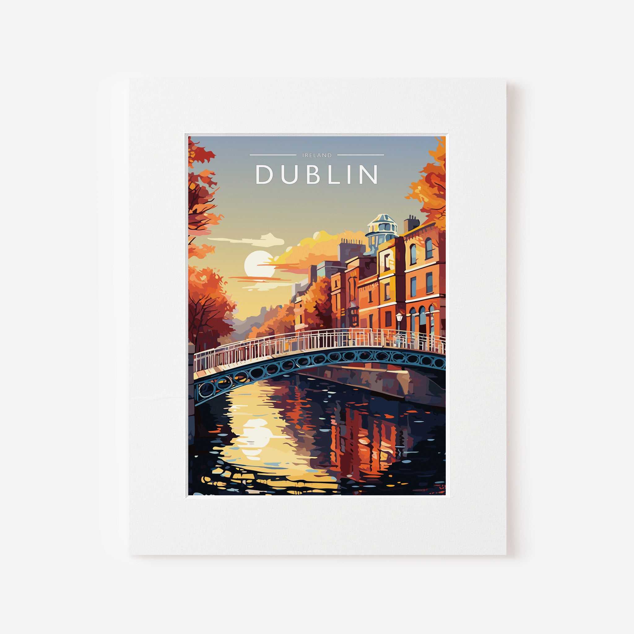 Dublin #3 Travel Poster in a white mount