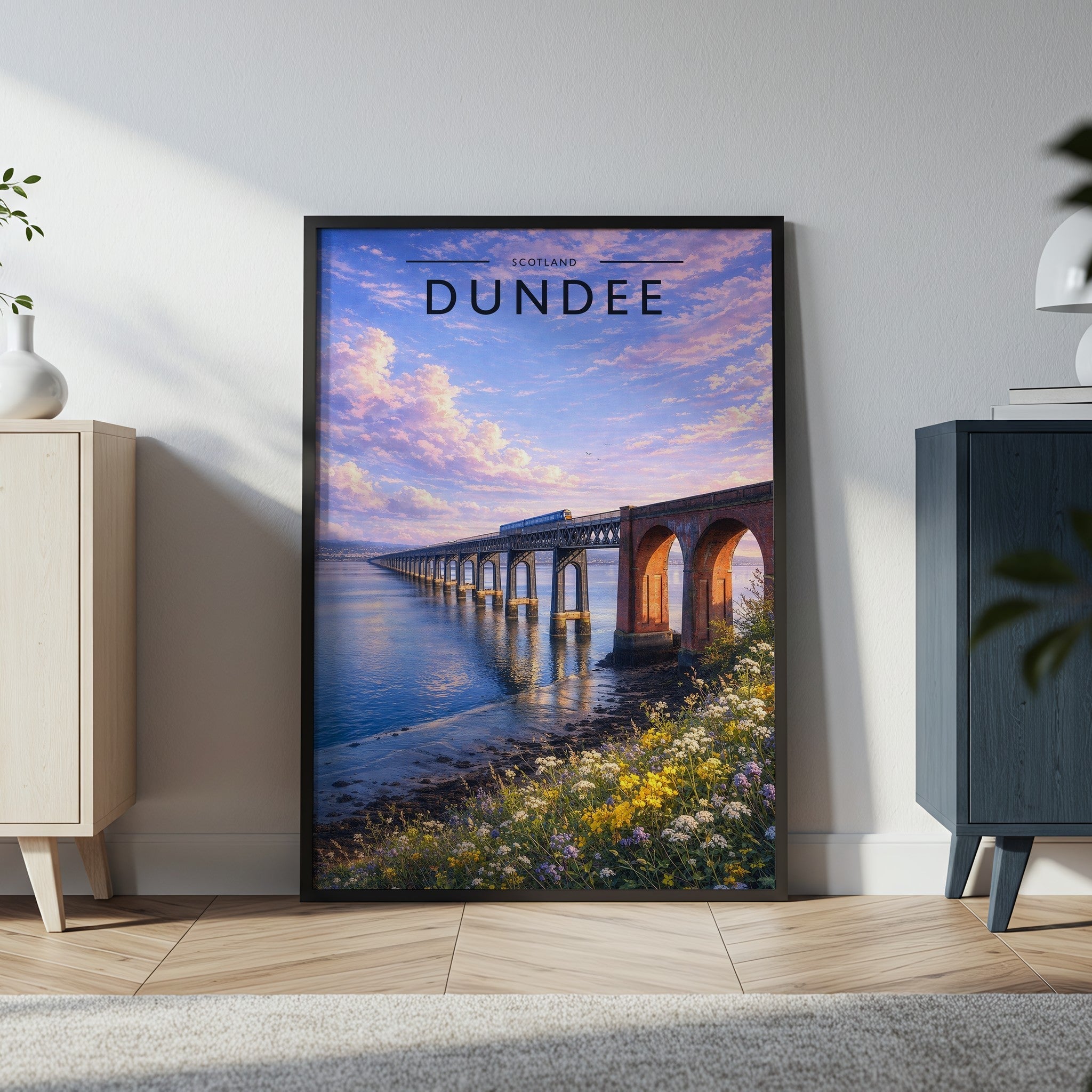Dundee Travel Poster in a black frame
