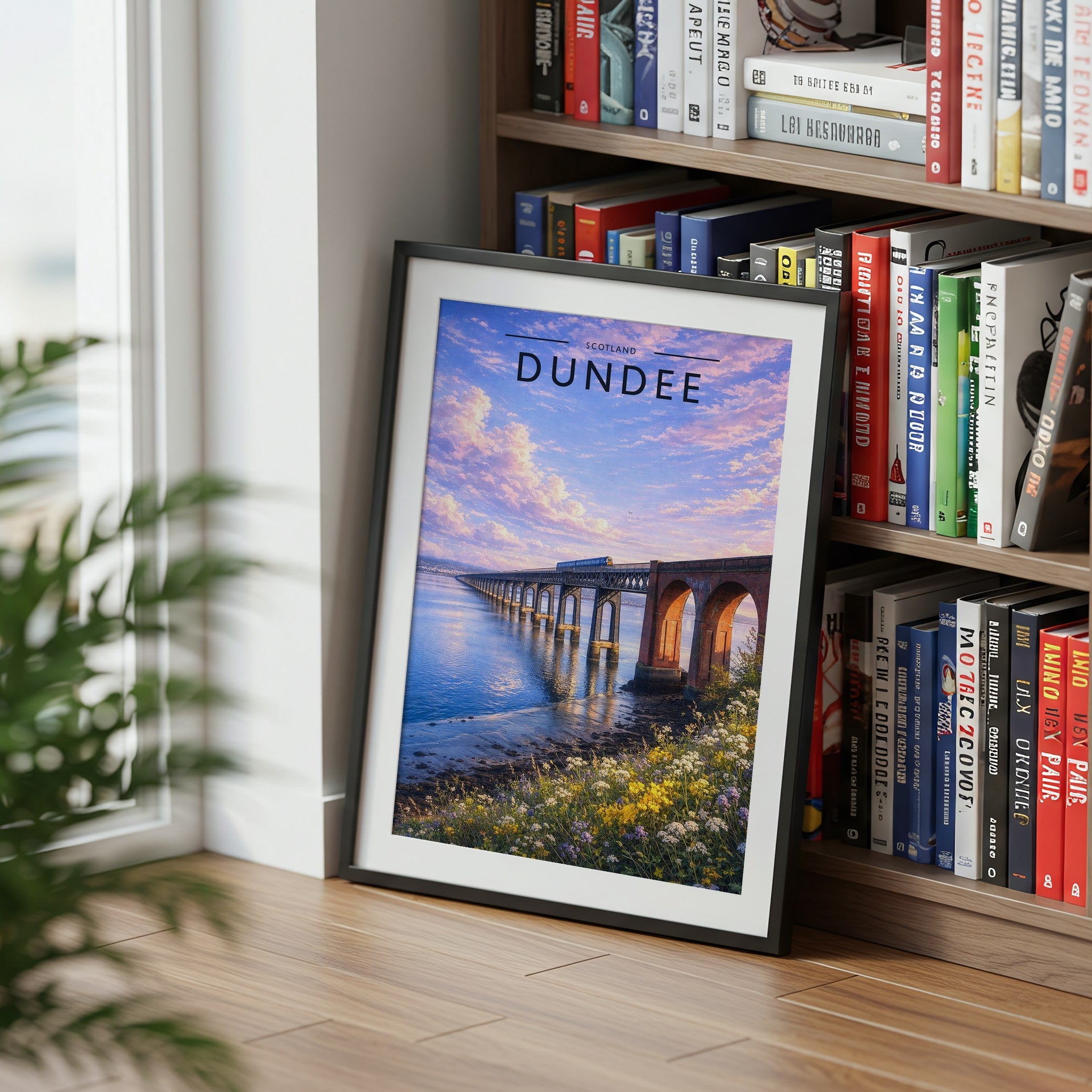 Dundee Travel Poster mounted in a black frame