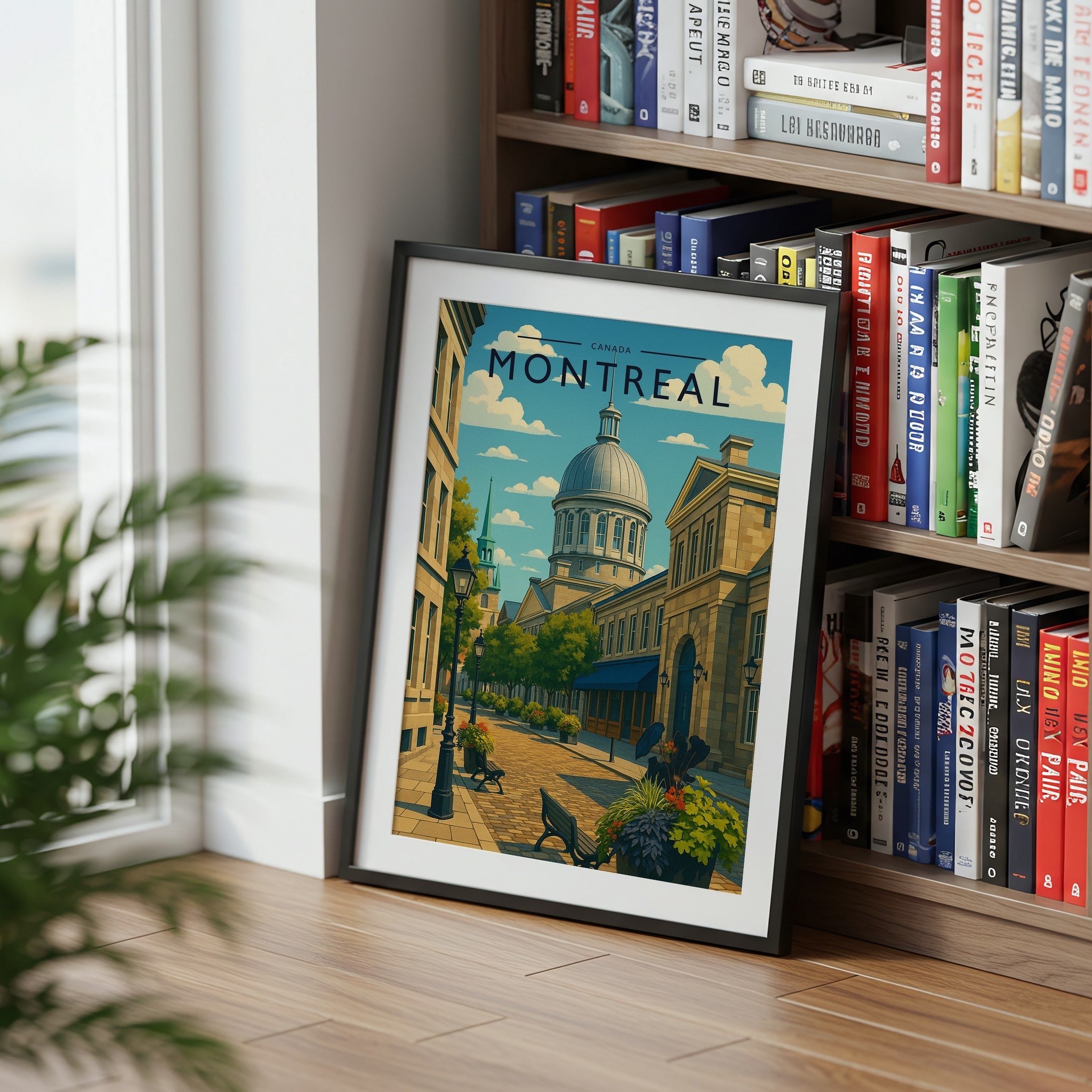 Montreal Travel Poster mounted in a black frame