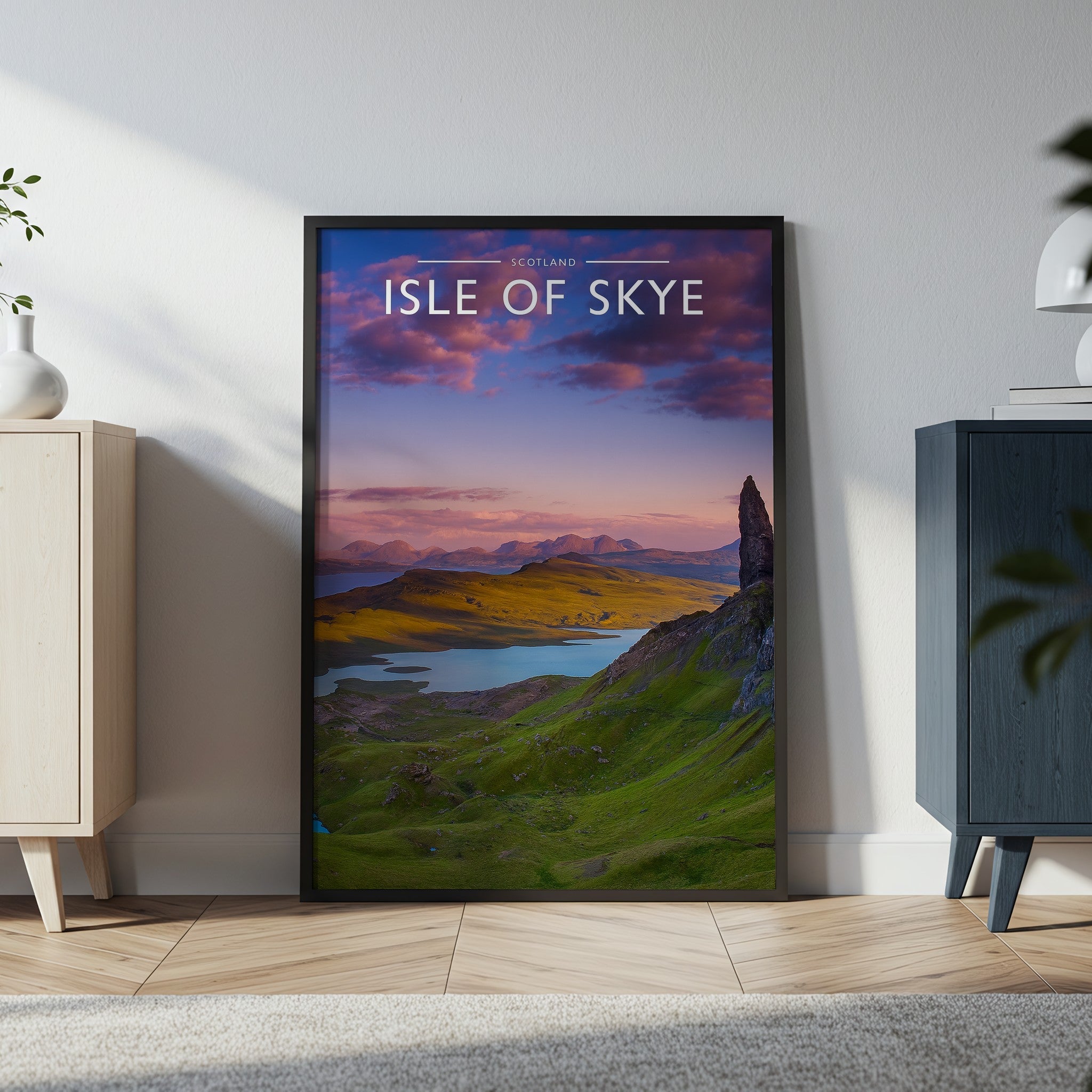 Isle of Skye Travel Poster in a black frame