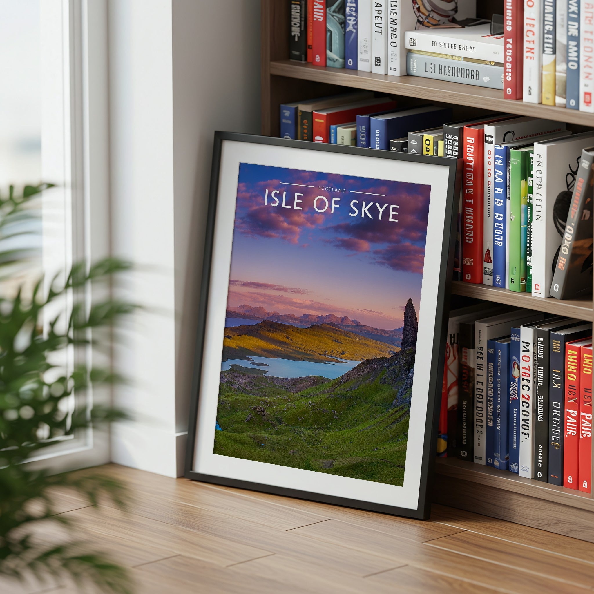 Isle of Skye Travel Poster mounted in a black frame