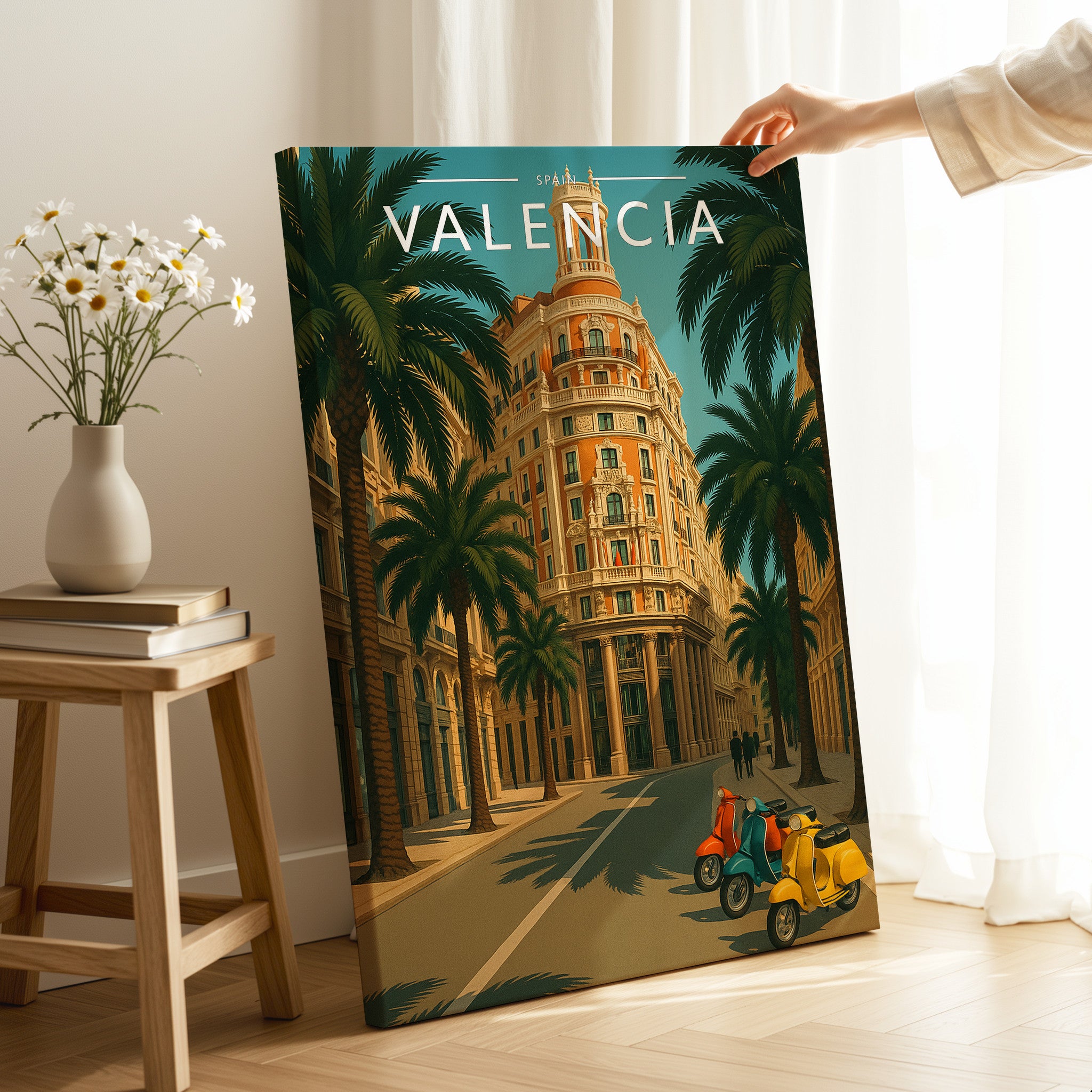 Valencia Travel Poster as a gallery-wrapped canvas