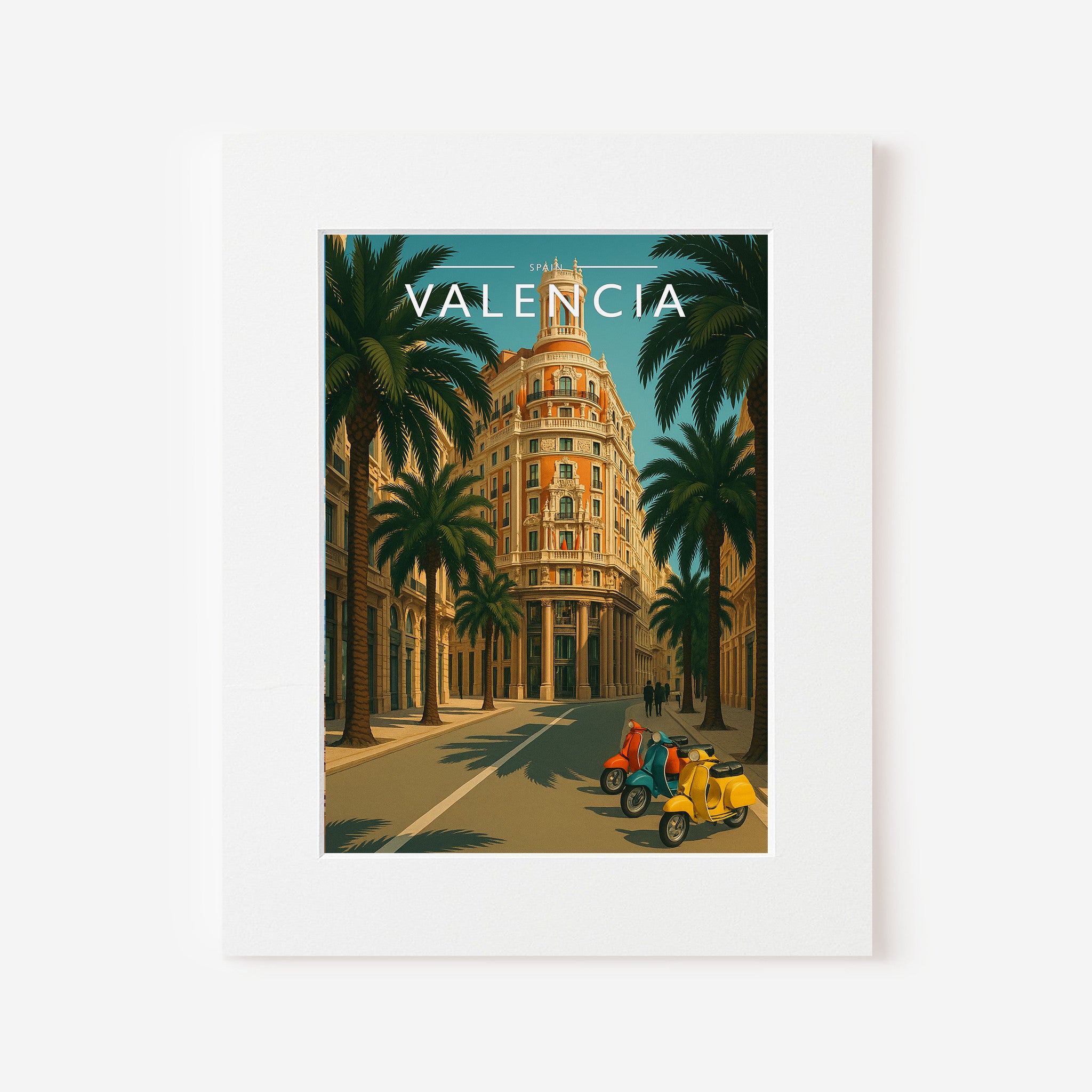 Valencia Travel Poster in a white mount