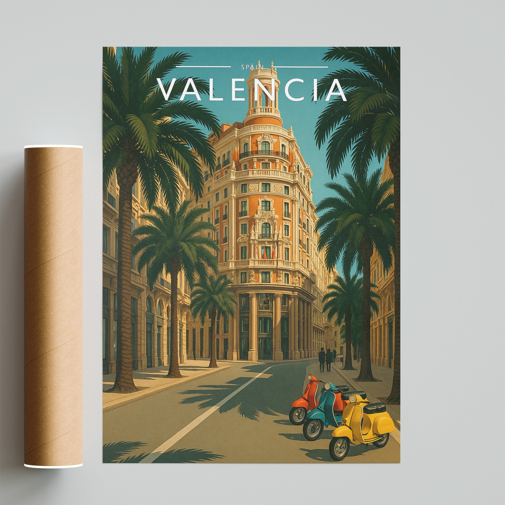 Valencia Travel Poster - fine art print with shipping tube
