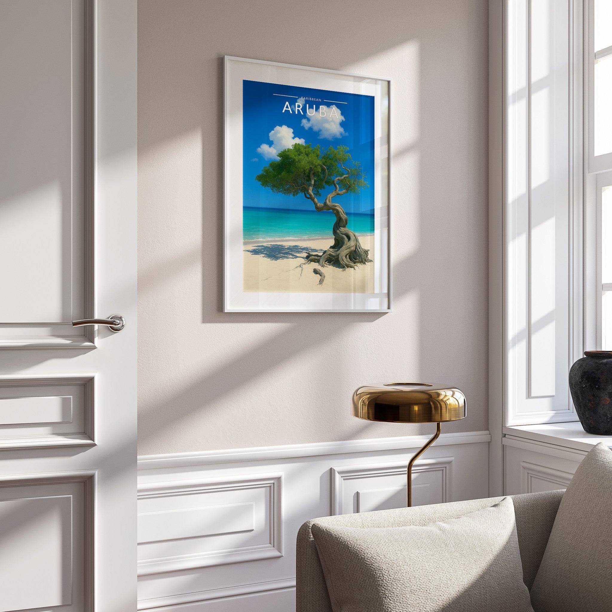 Aruba #2 Travel Poster mounted in a white frame