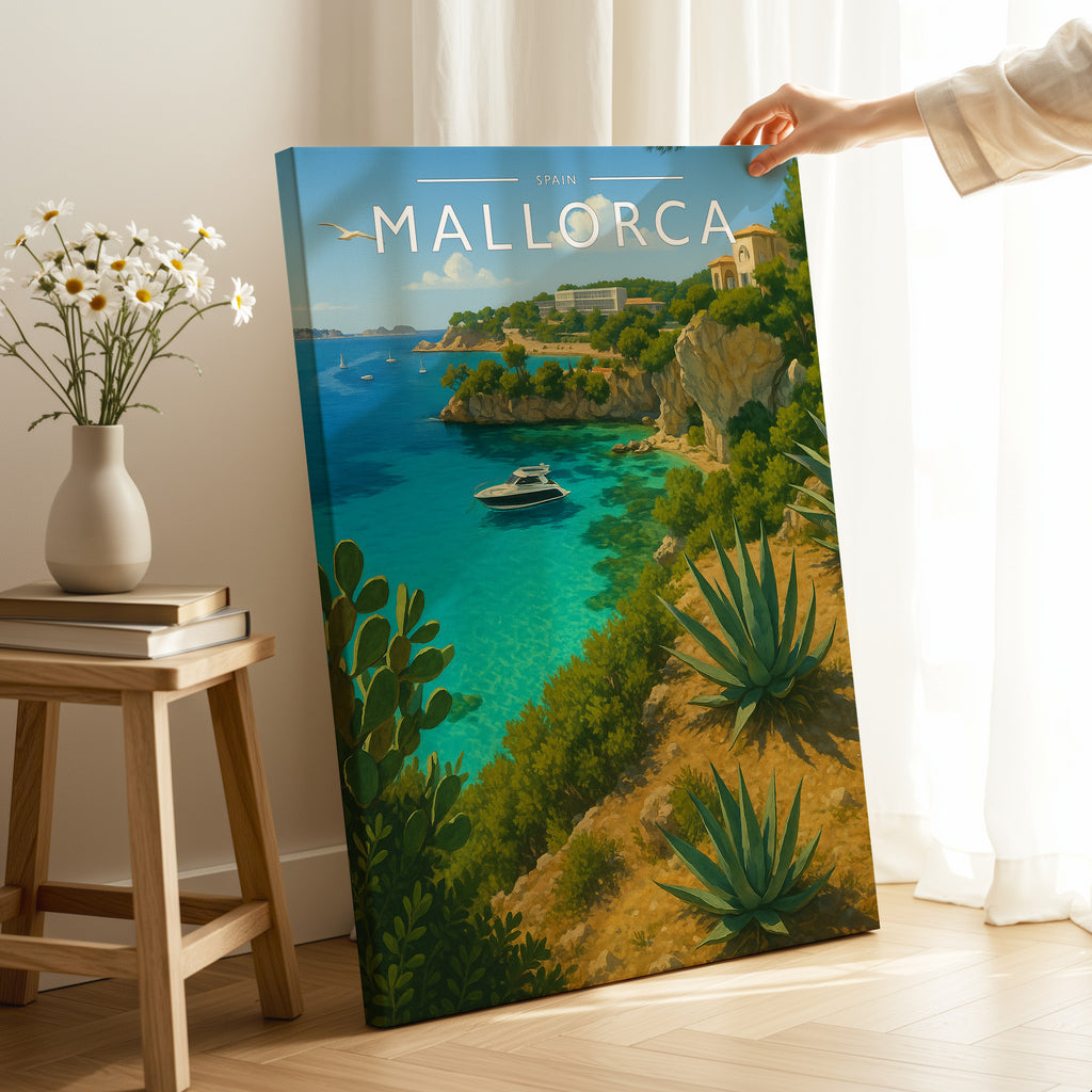 Mallorca Travel Poster as a gallery-wrapped canvas