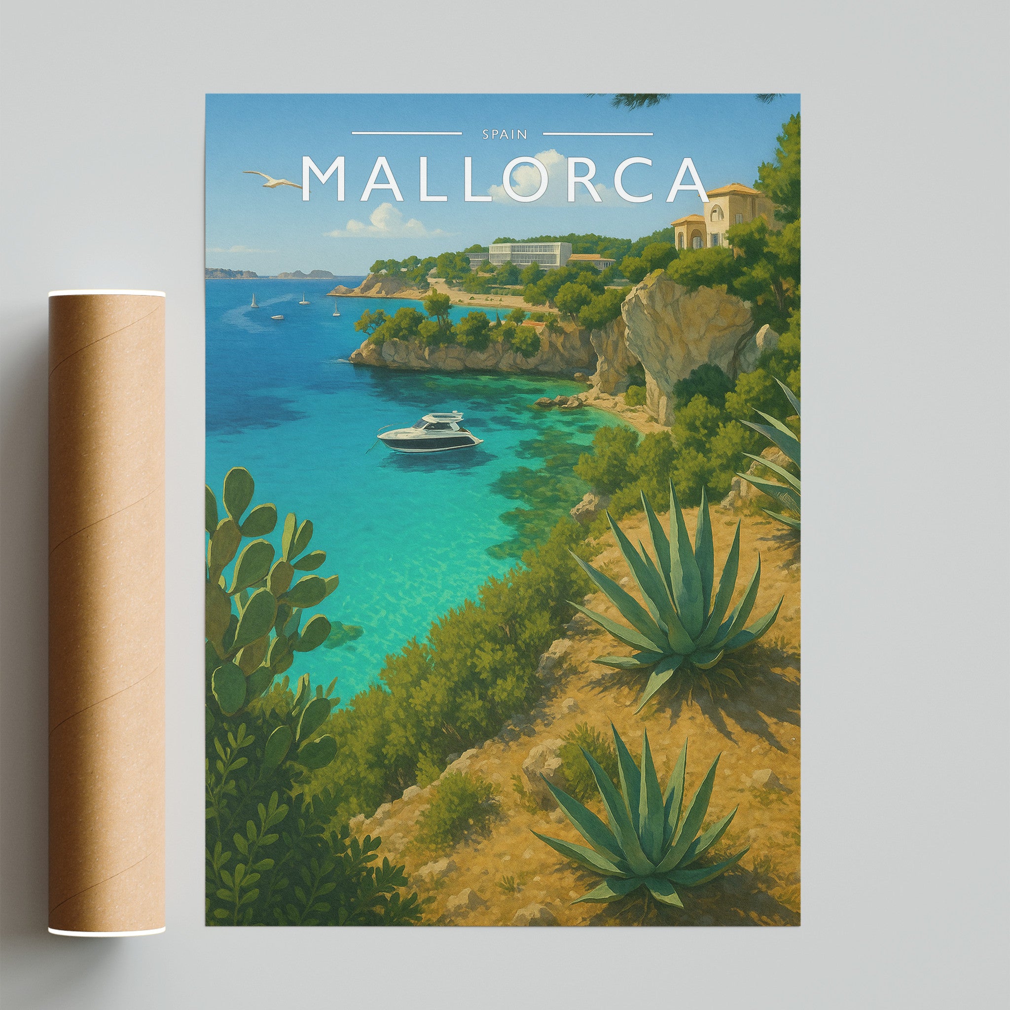 Mallorca Travel Poster - fine art print with shipping tube