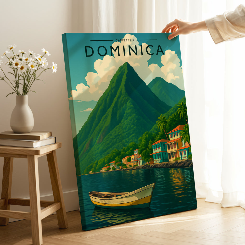 Dominica Travel Poster as a gallery-wrapped canvas