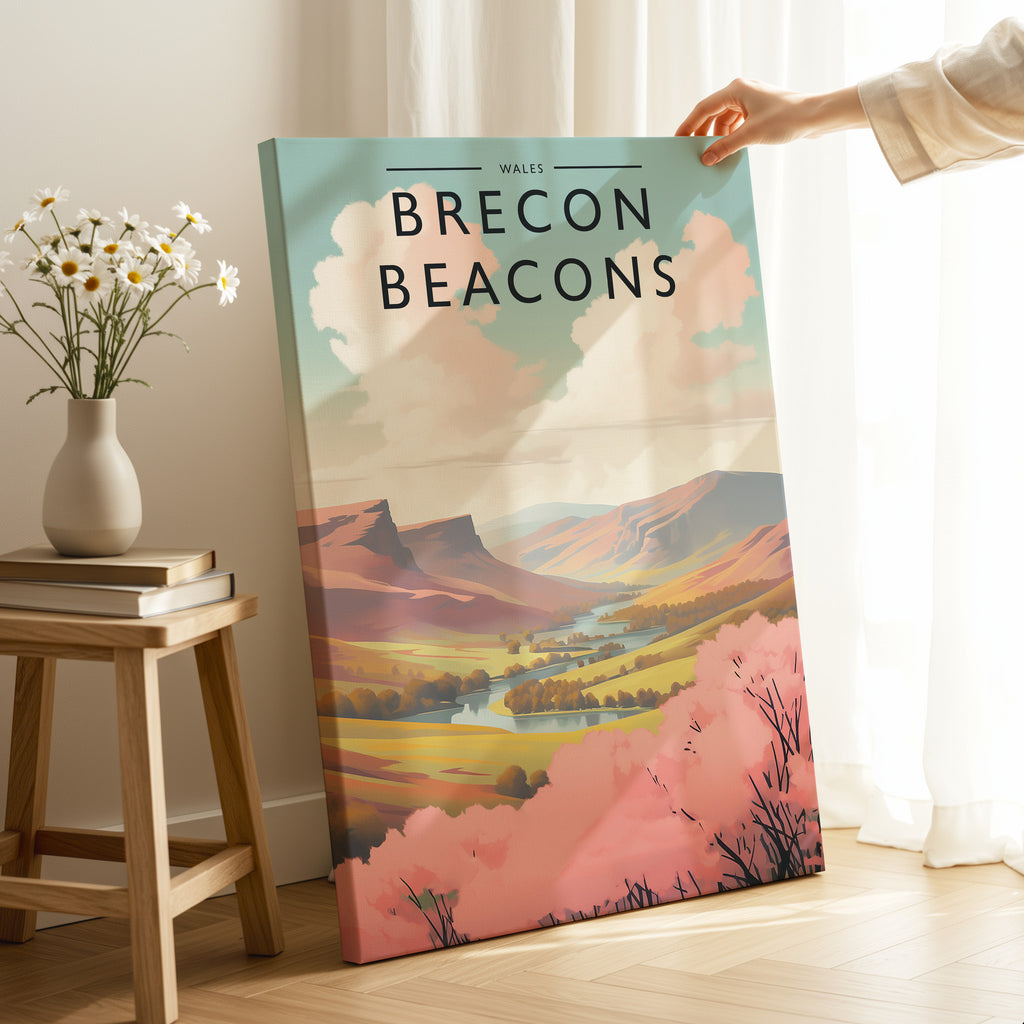 Brecon Beacons Travel Poster as a gallery-wrapped canvas