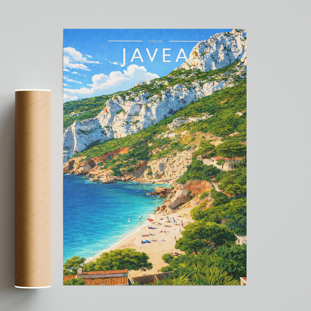 Javea Travel Poster - fine art print with shipping tube