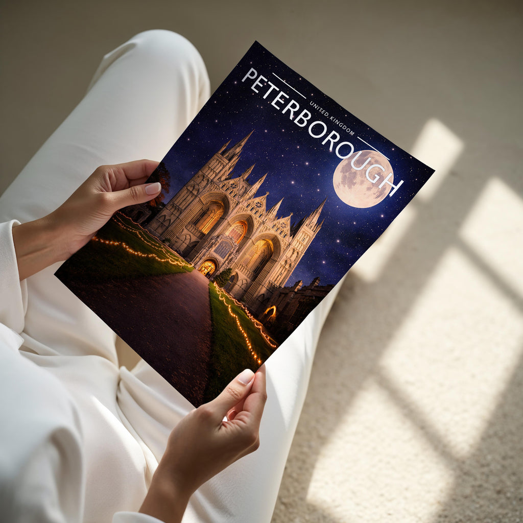 Peterborough #4 Travel Poster - A4 print held in hand