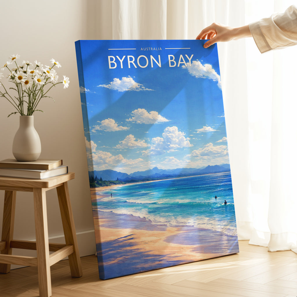 Byron Bay Travel Poster as a gallery-wrapped canvas