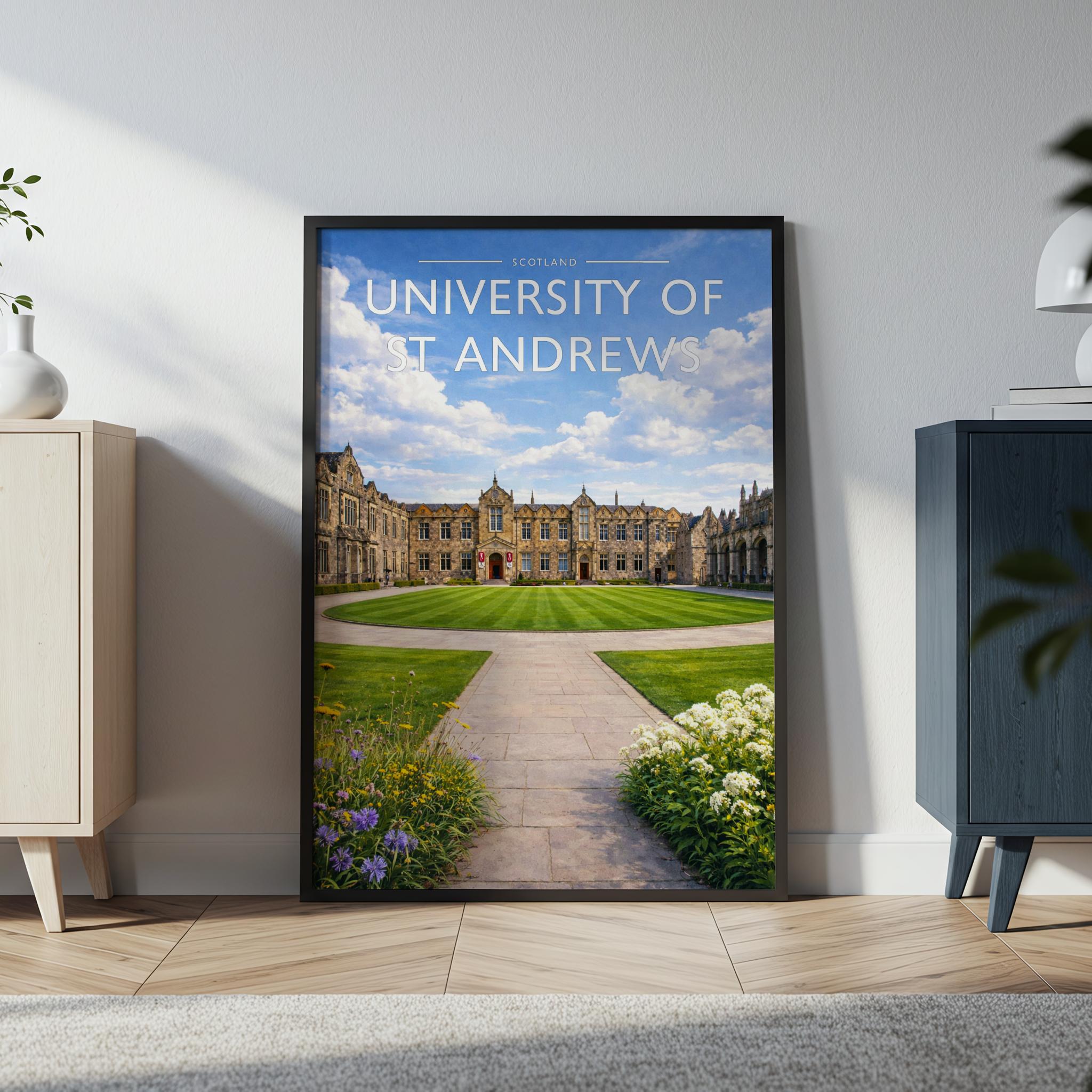 St Andrews Travel Poster in a black frame