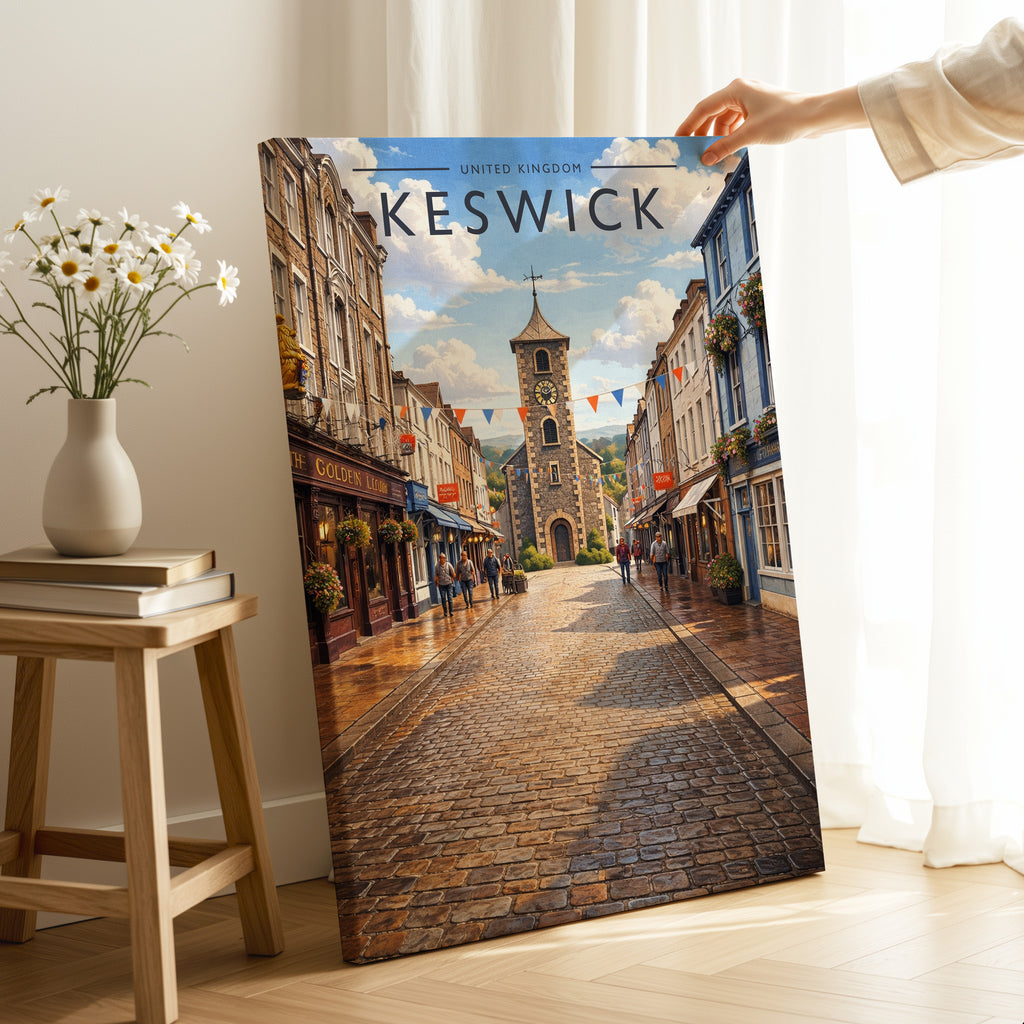 Keswick Travel Poster as a gallery-wrapped canvas