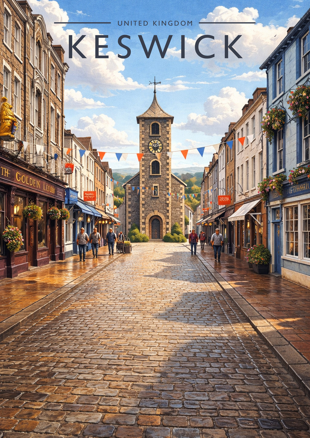 Keswick Travel Poster - A4 travel poster print