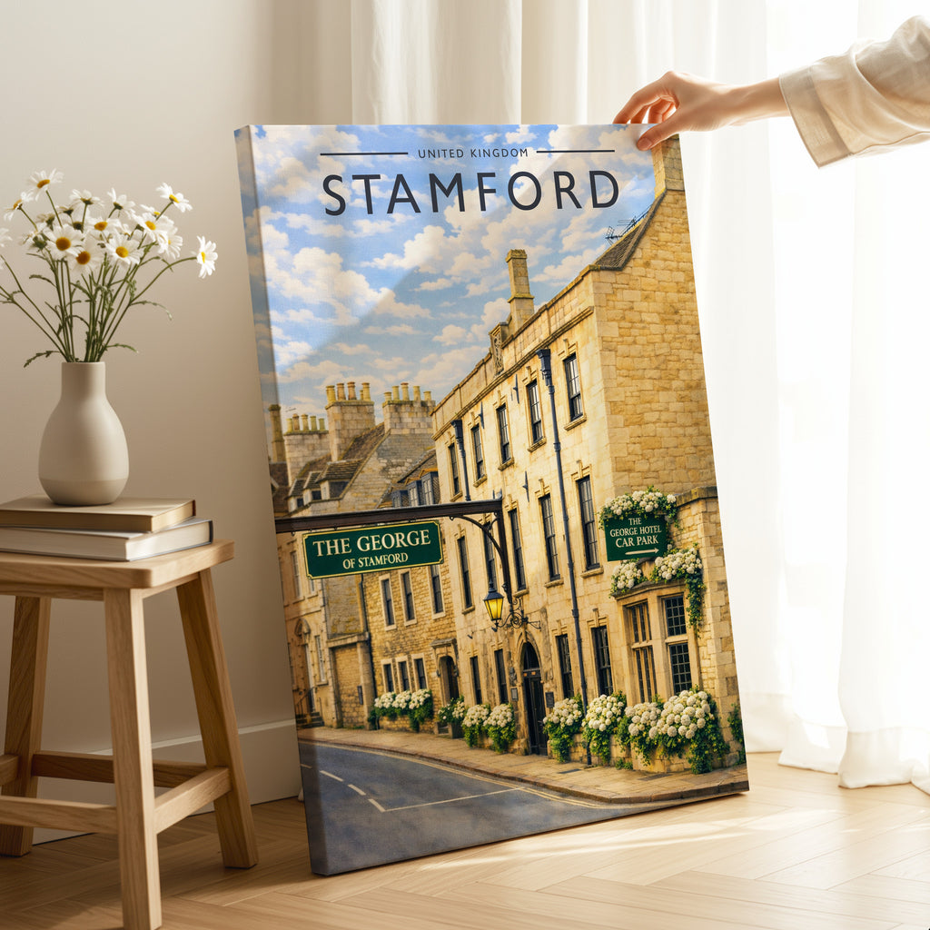 Stamford #7 Travel Poster as a gallery-wrapped canvas