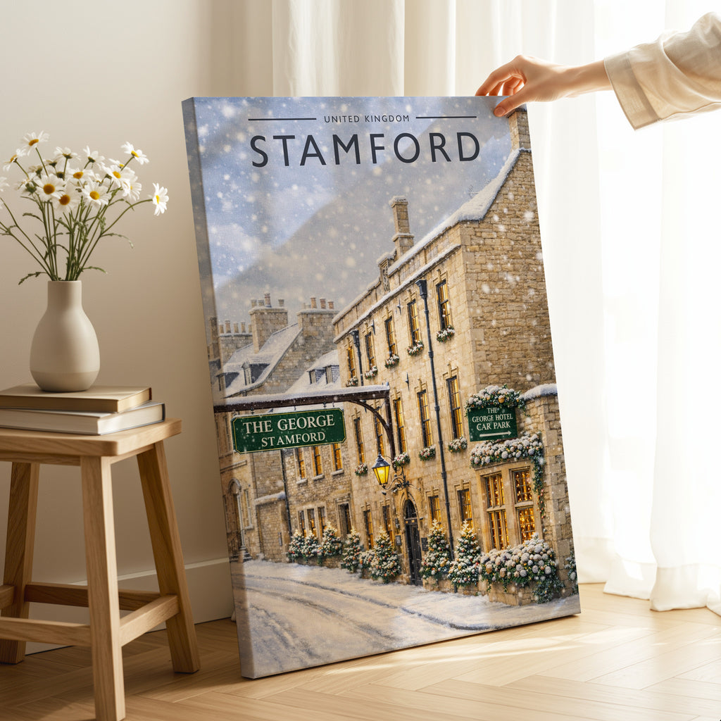 Stamford #8 Travel Poster as a gallery-wrapped canvas