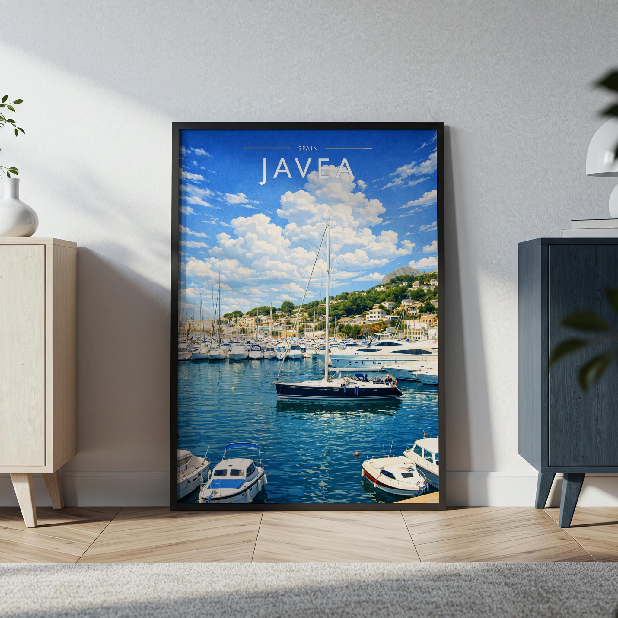 Javea #2 Travel Poster in a black frame