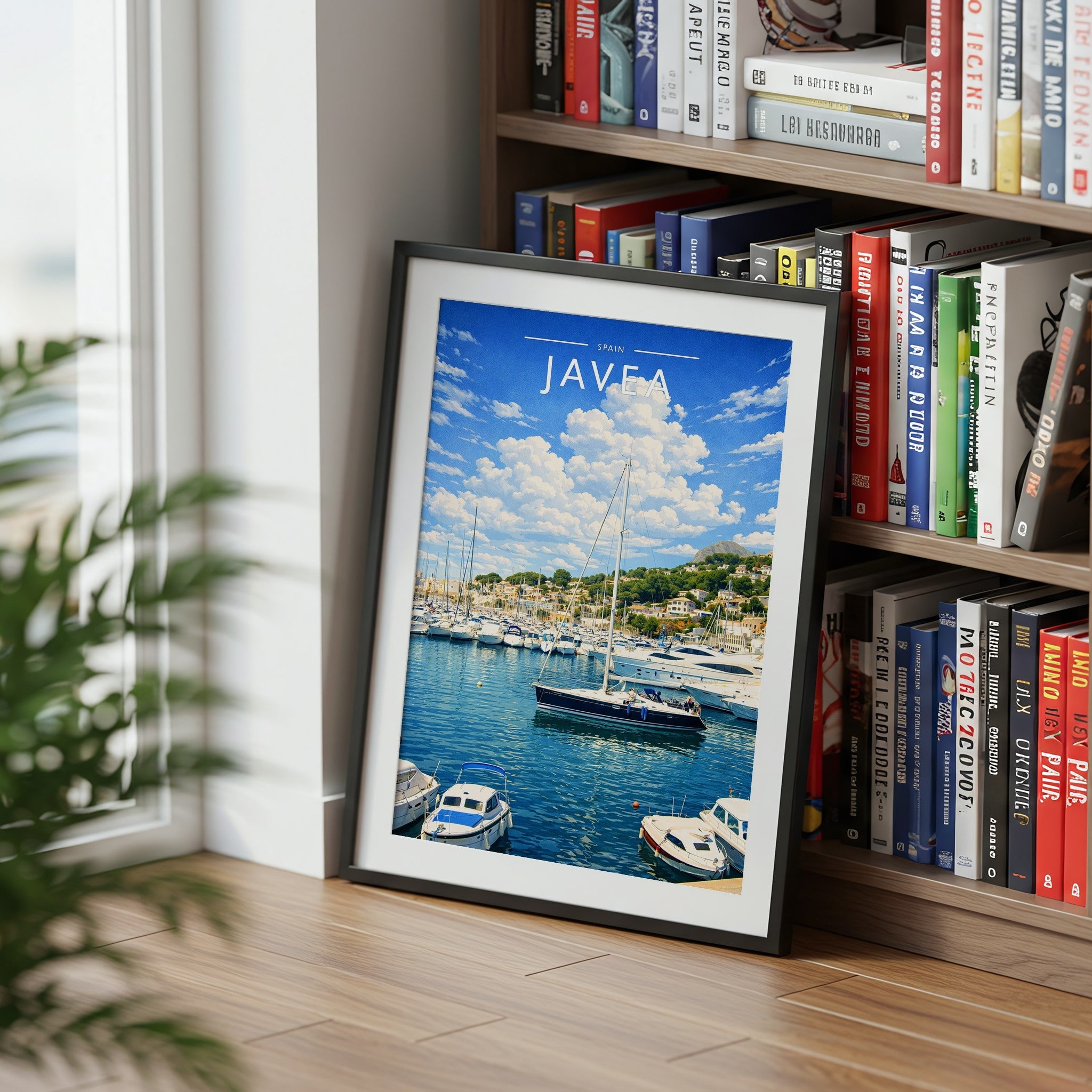 Javea #2 Travel Poster mounted in a black frame