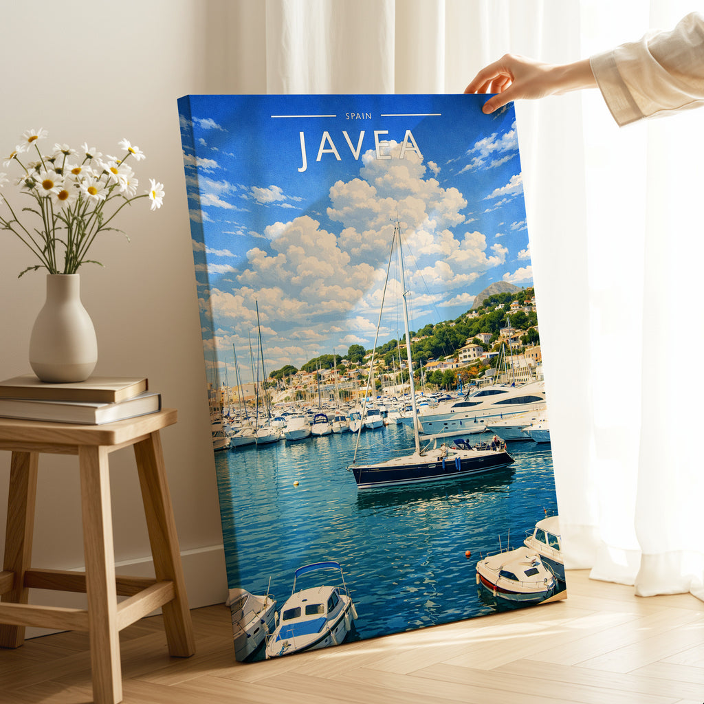 Javea #2 Travel Poster as a gallery-wrapped canvas