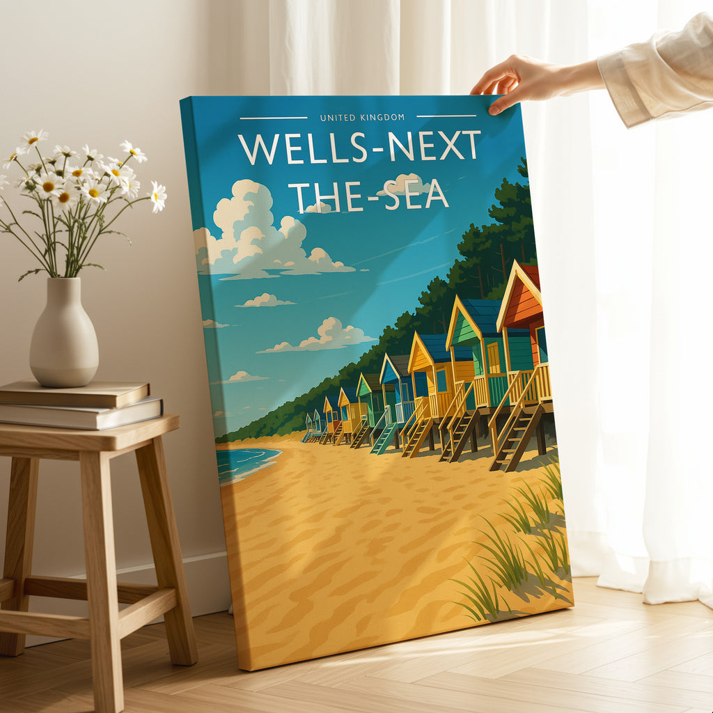 Wells-next-the-Sea Travel Poster as a gallery-wrapped canvas