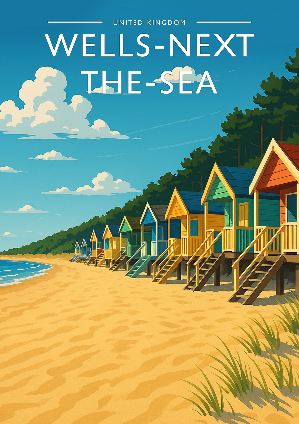 Wells-next-the-Sea Travel Poster - A4 travel poster print
