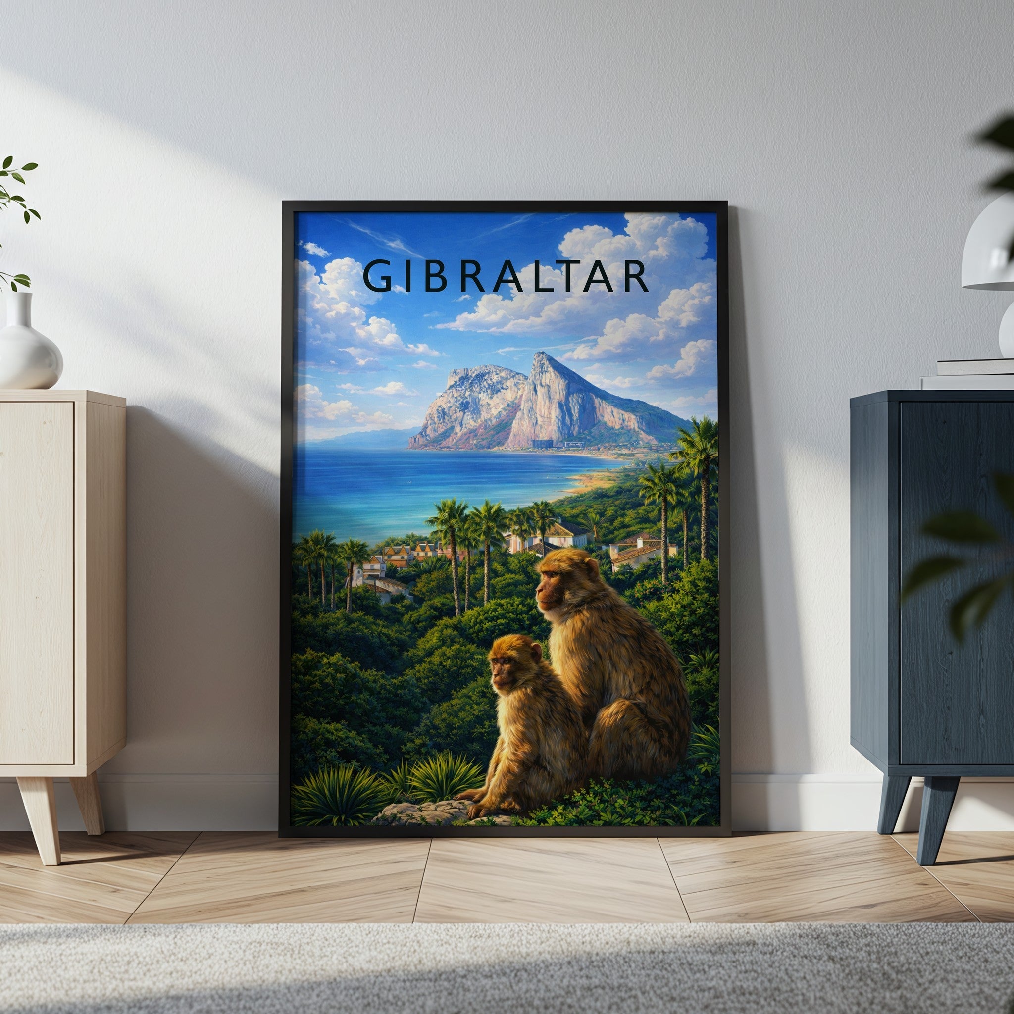 Gibraltar Travel Poster in a black frame