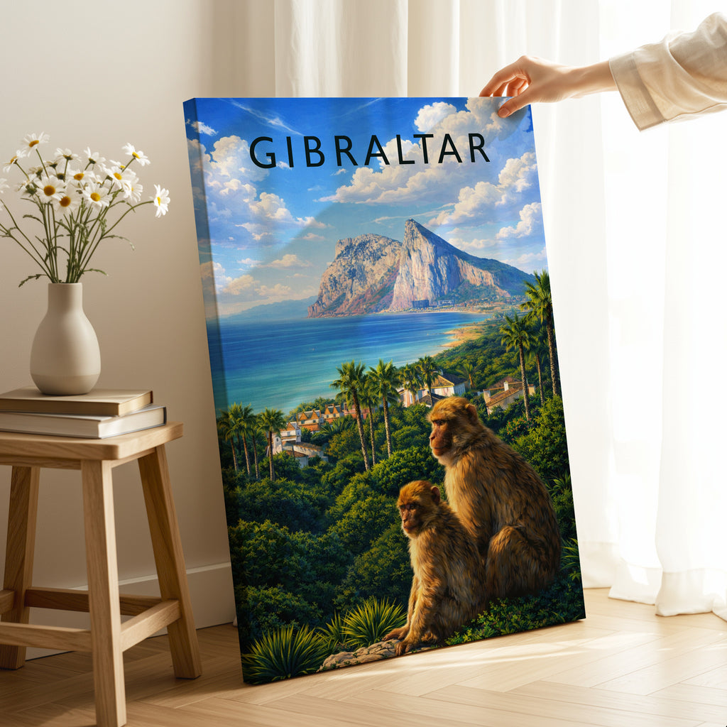Gibraltar Travel Poster as a gallery-wrapped canvas