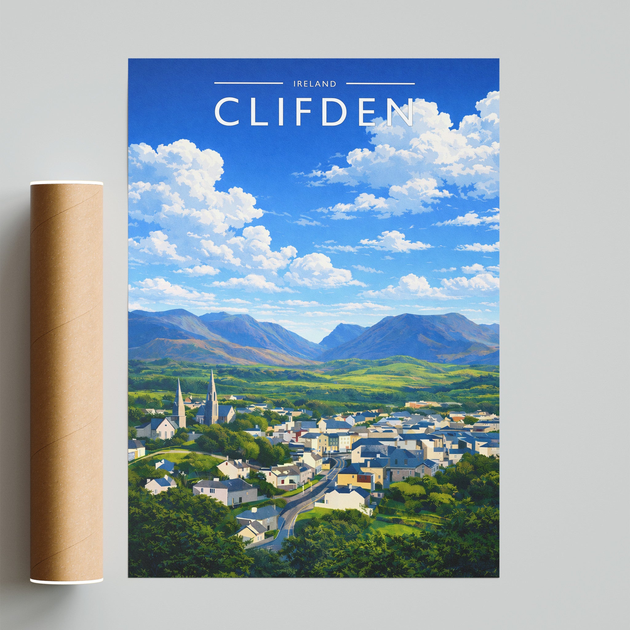 Clifden Travel Poster - fine art print with shipping tube
