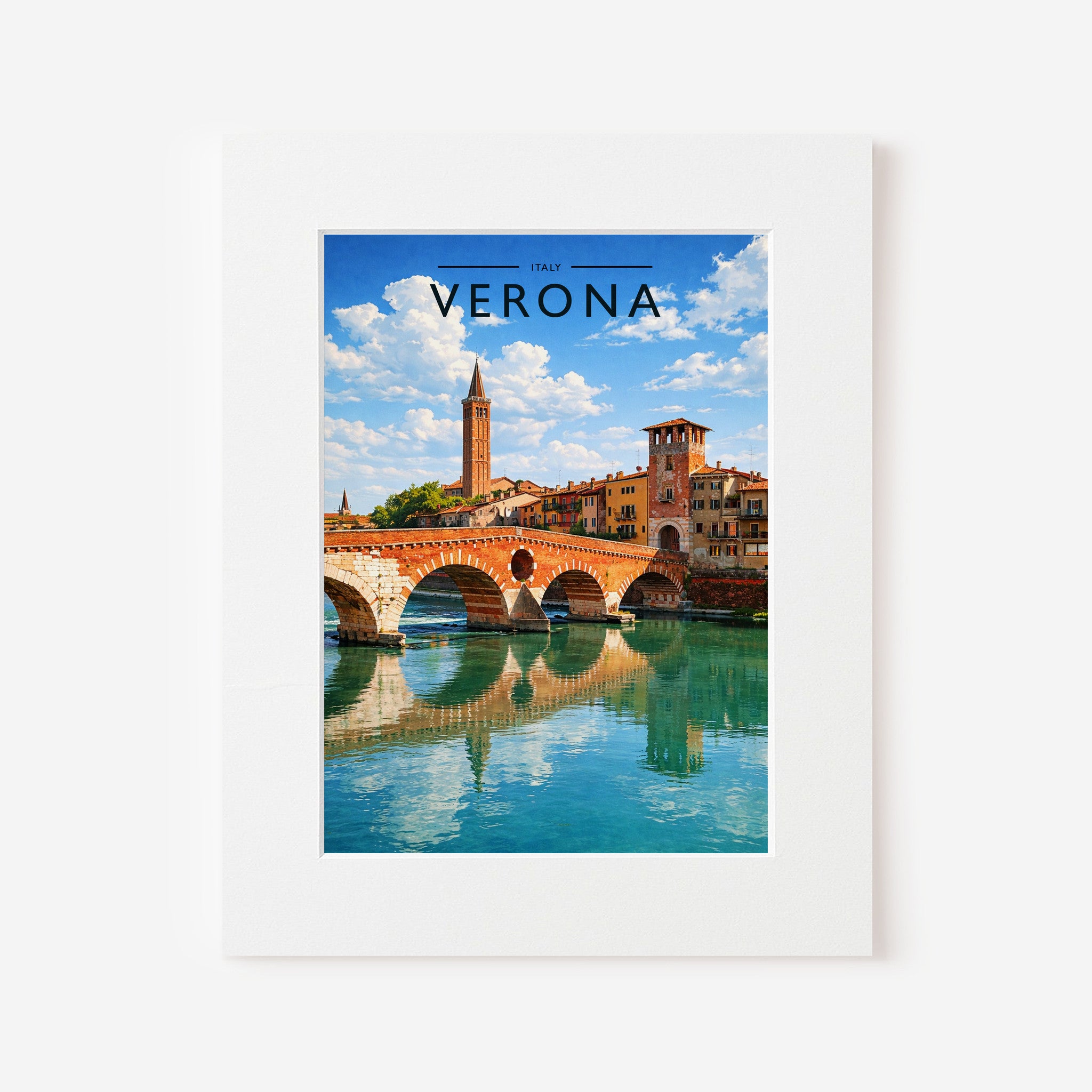 Verona Travel Poster in a white mount