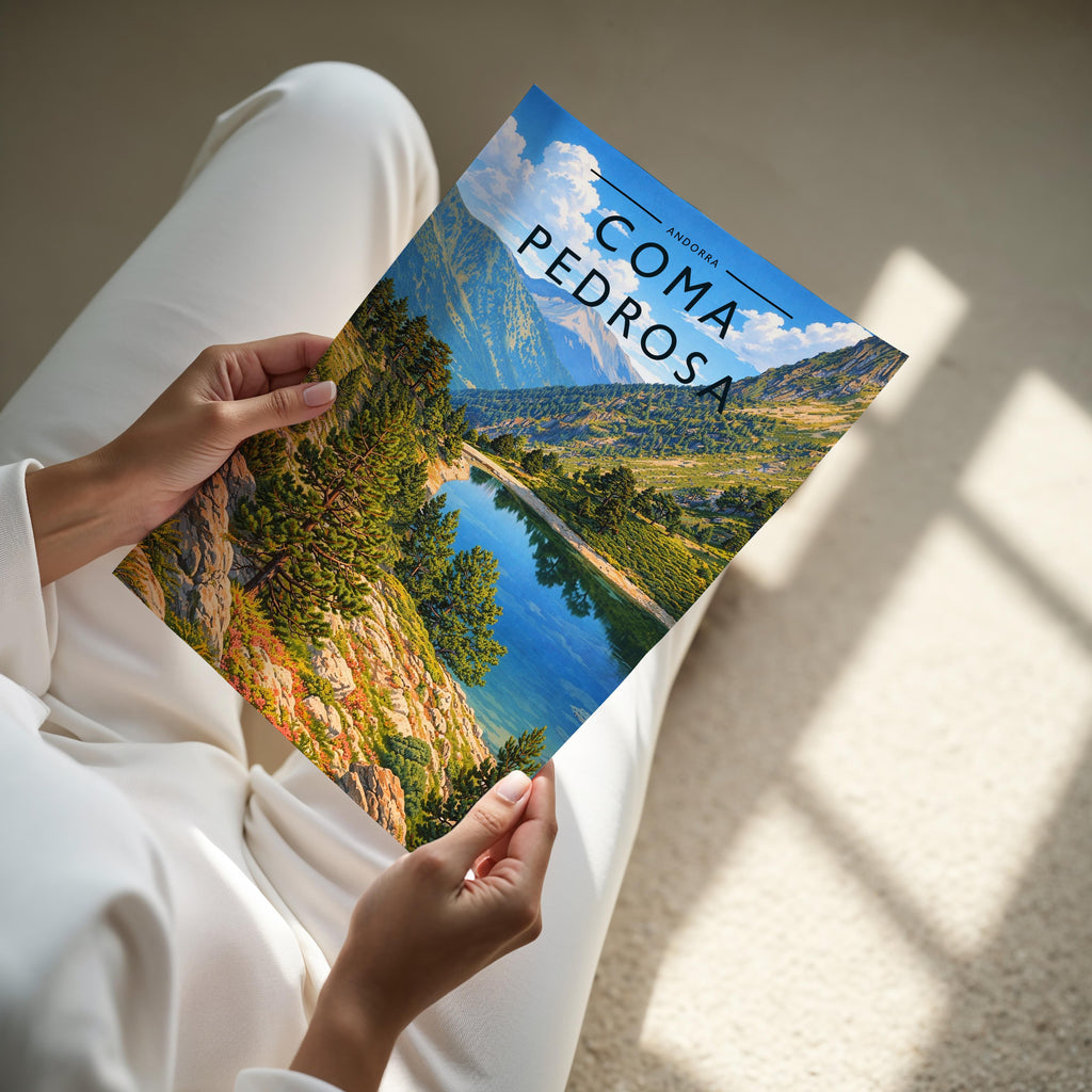 Coma Pedrosa Travel Poster - A4 print held in hand