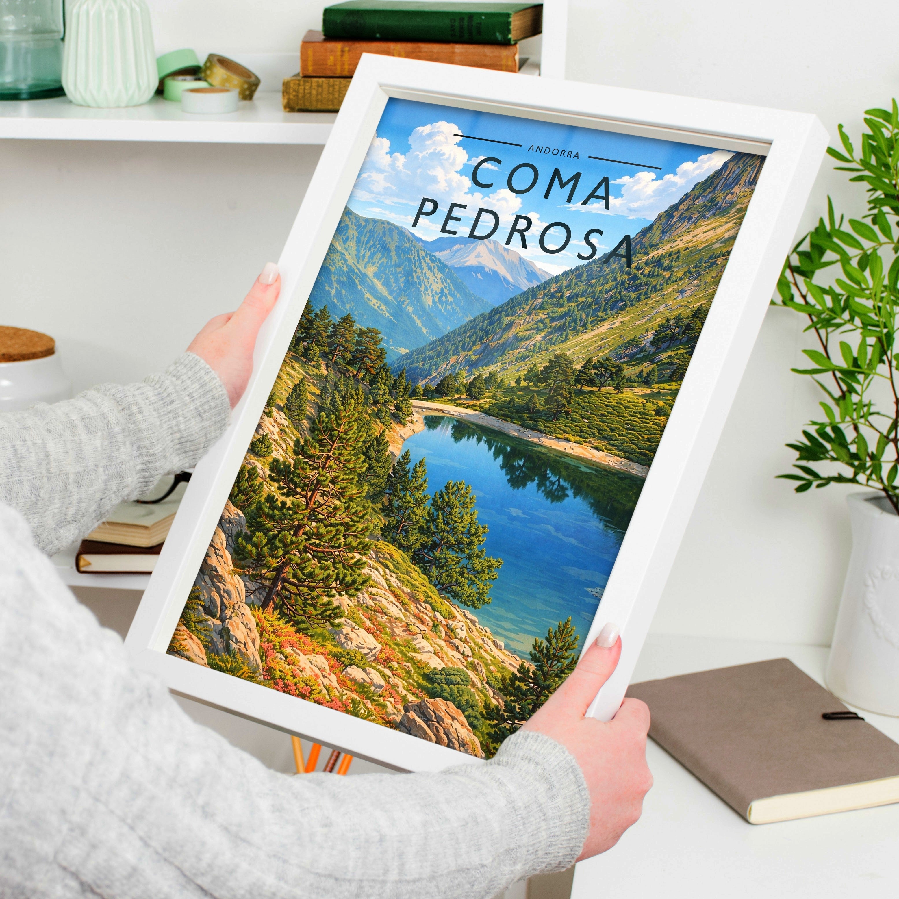 Coma Pedrosa Travel Poster held in a white frame