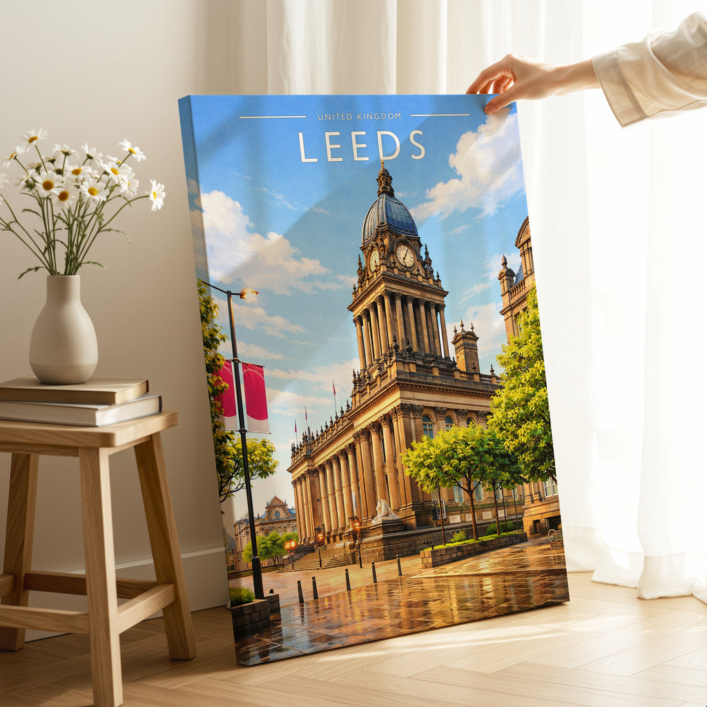 Leeds Travel Poster as a gallery-wrapped canvas