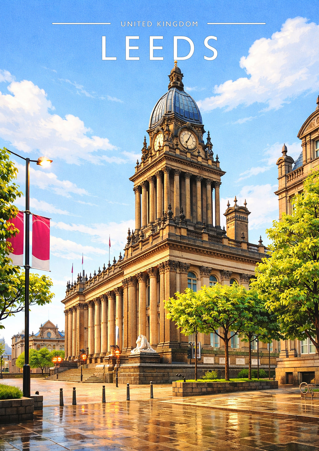 Leeds Travel Poster - A4 travel poster print