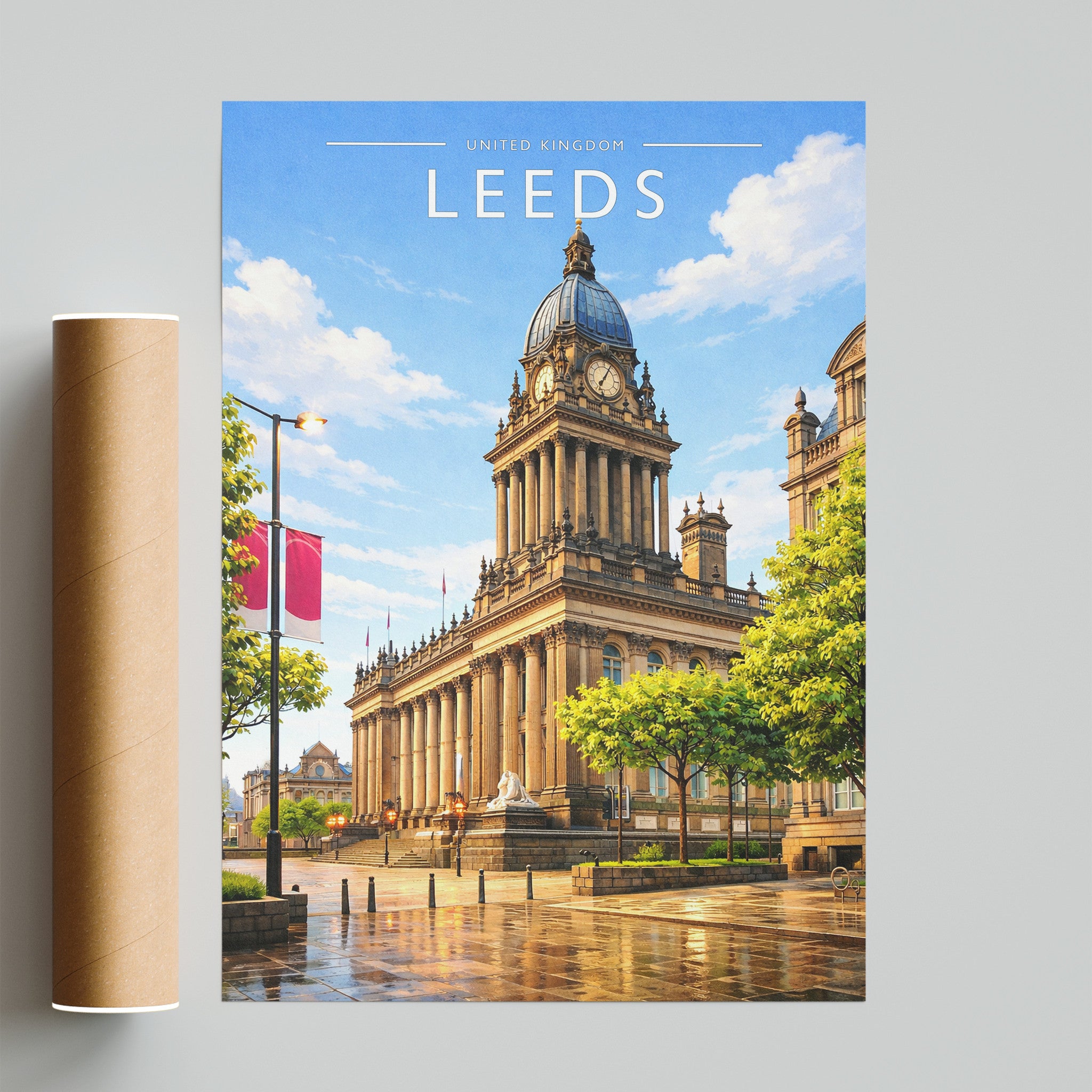 Leeds Travel Poster - fine art print with shipping tube
