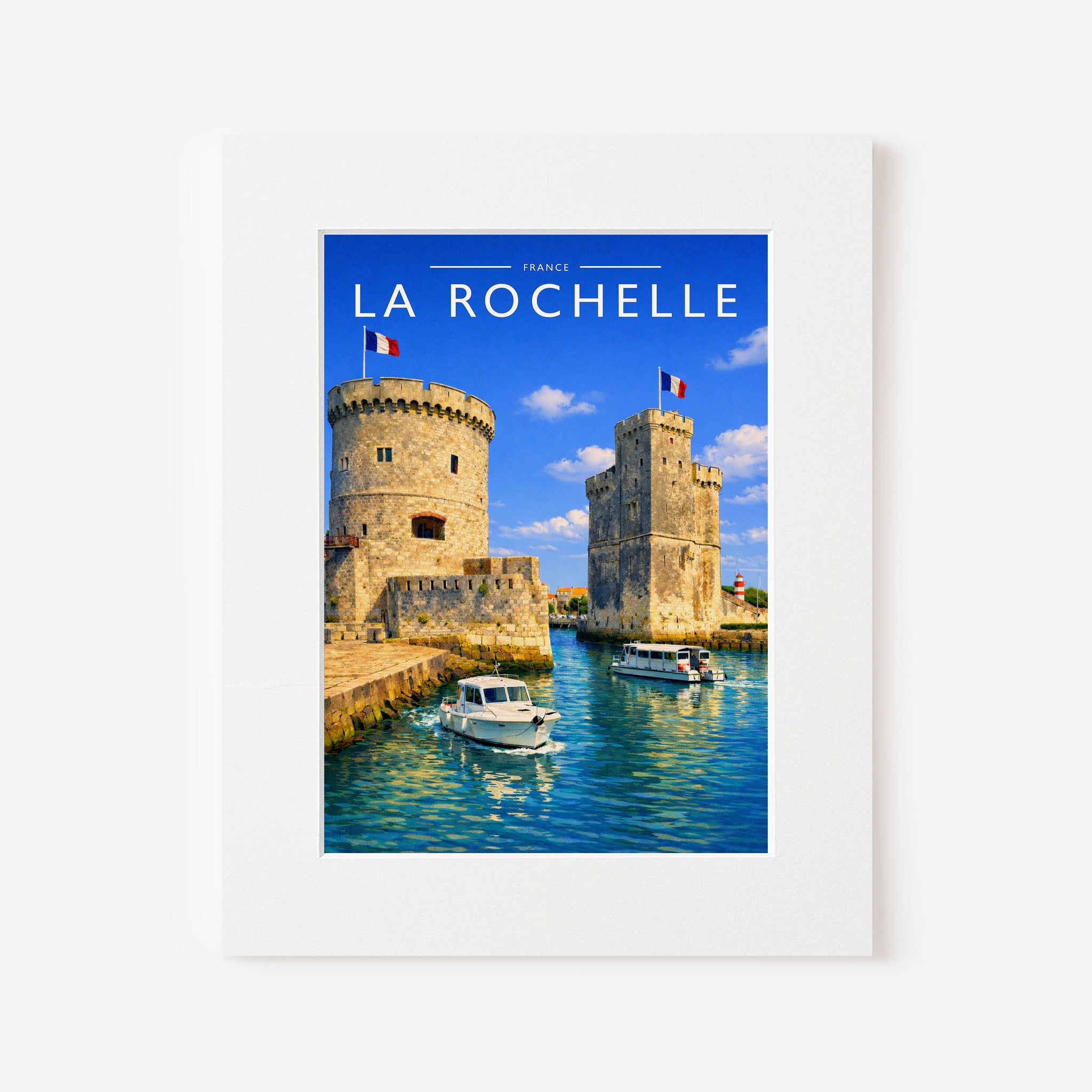 La Rochelle Travel Poster in a white mount