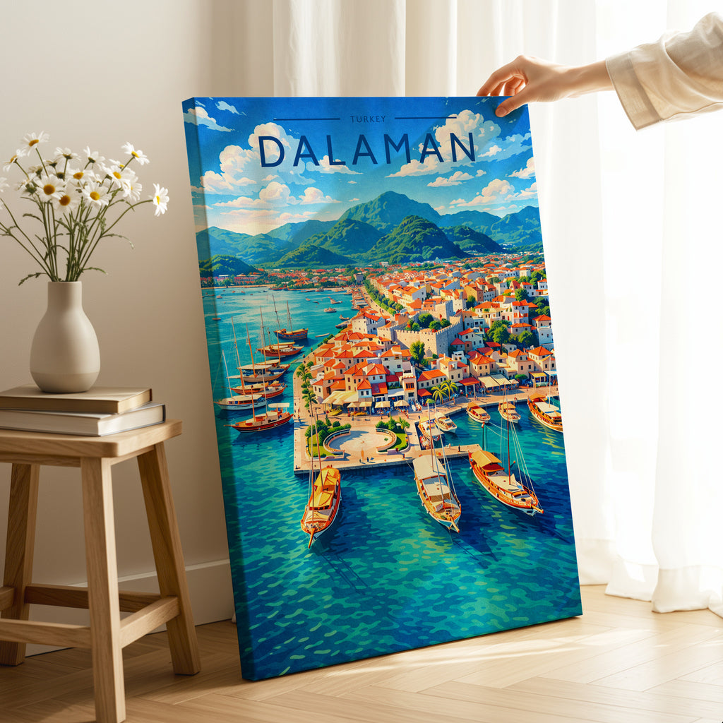 Dalaman Travel Poster as a gallery-wrapped canvas