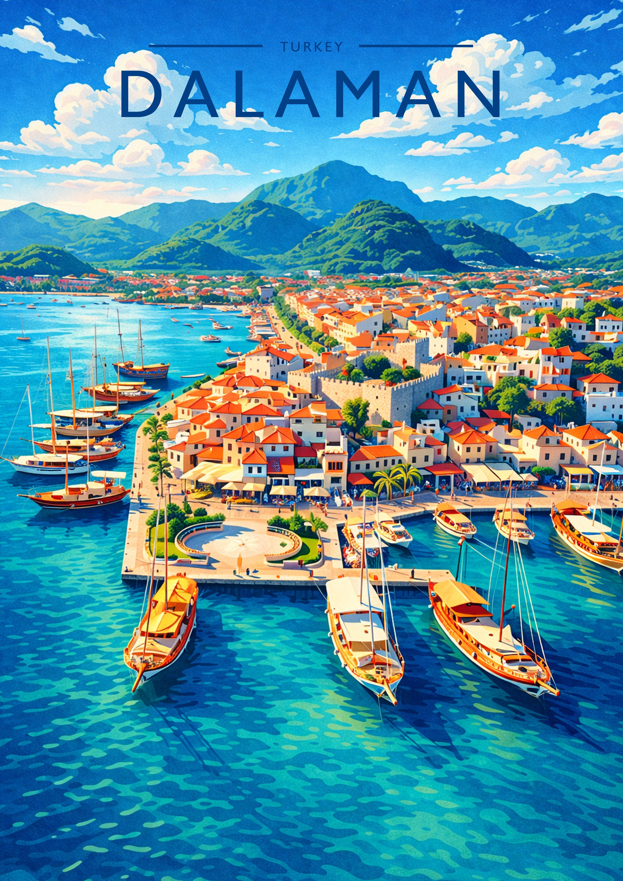 Dalaman Travel Poster - A4 travel poster print