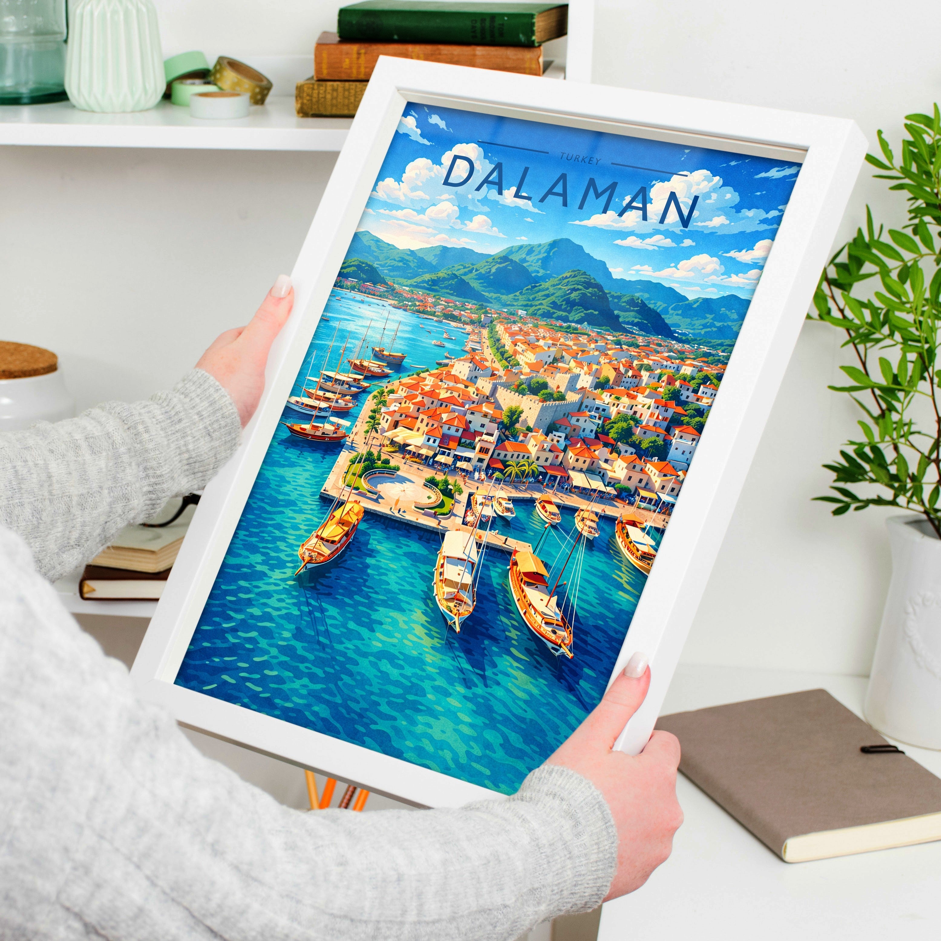 Dalaman Travel Poster held in a white frame