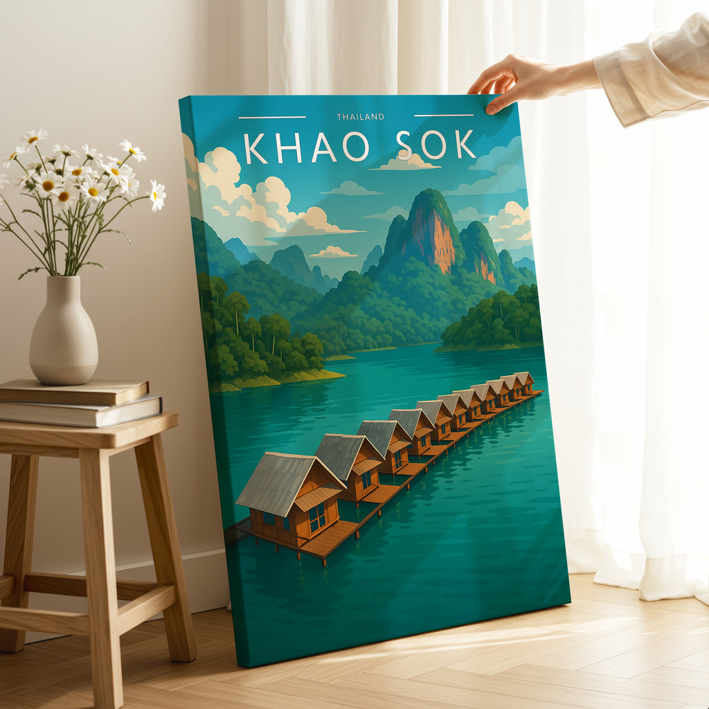 Khao Sok Travel Poster as a gallery-wrapped canvas