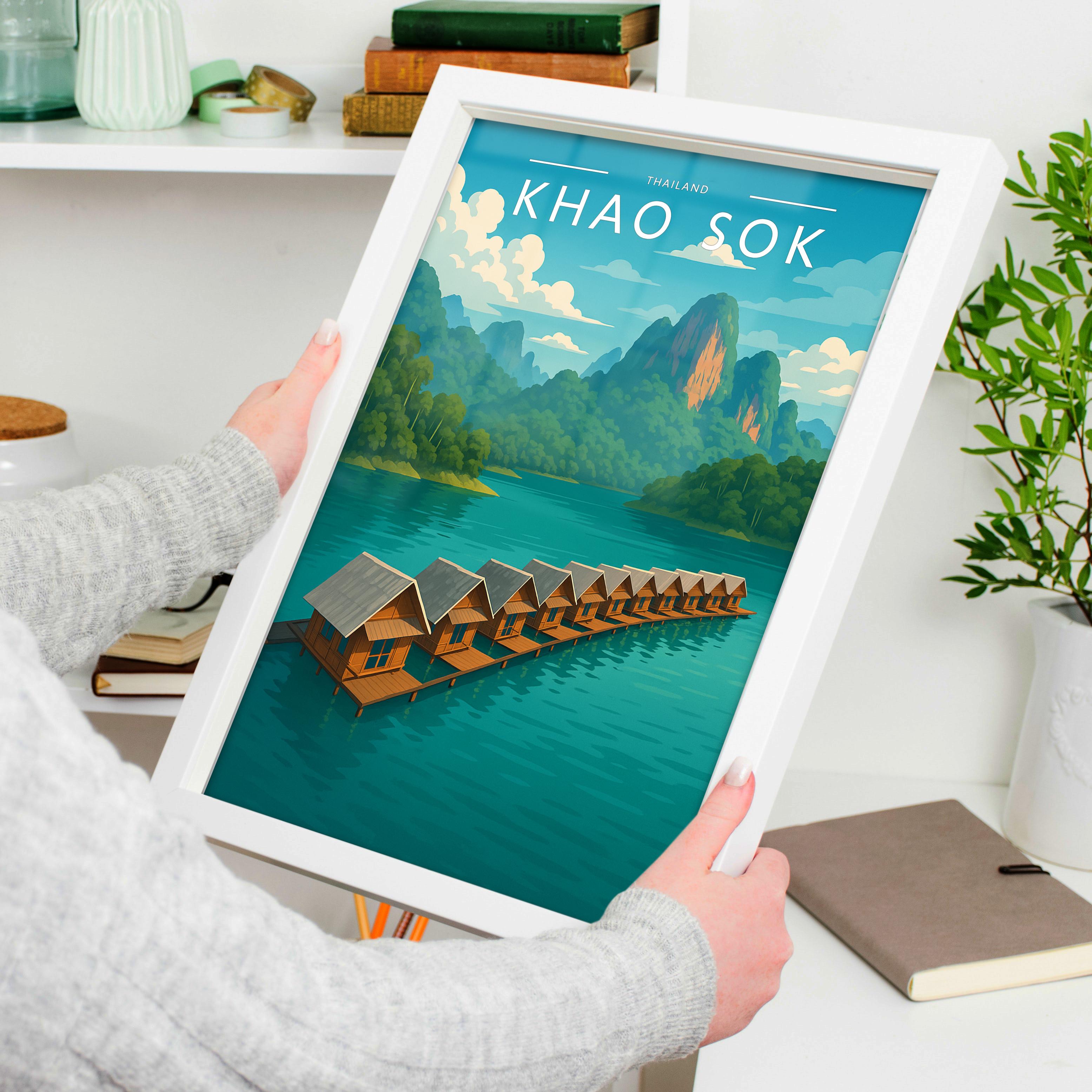 Khao Sok Travel Poster held in a white frame