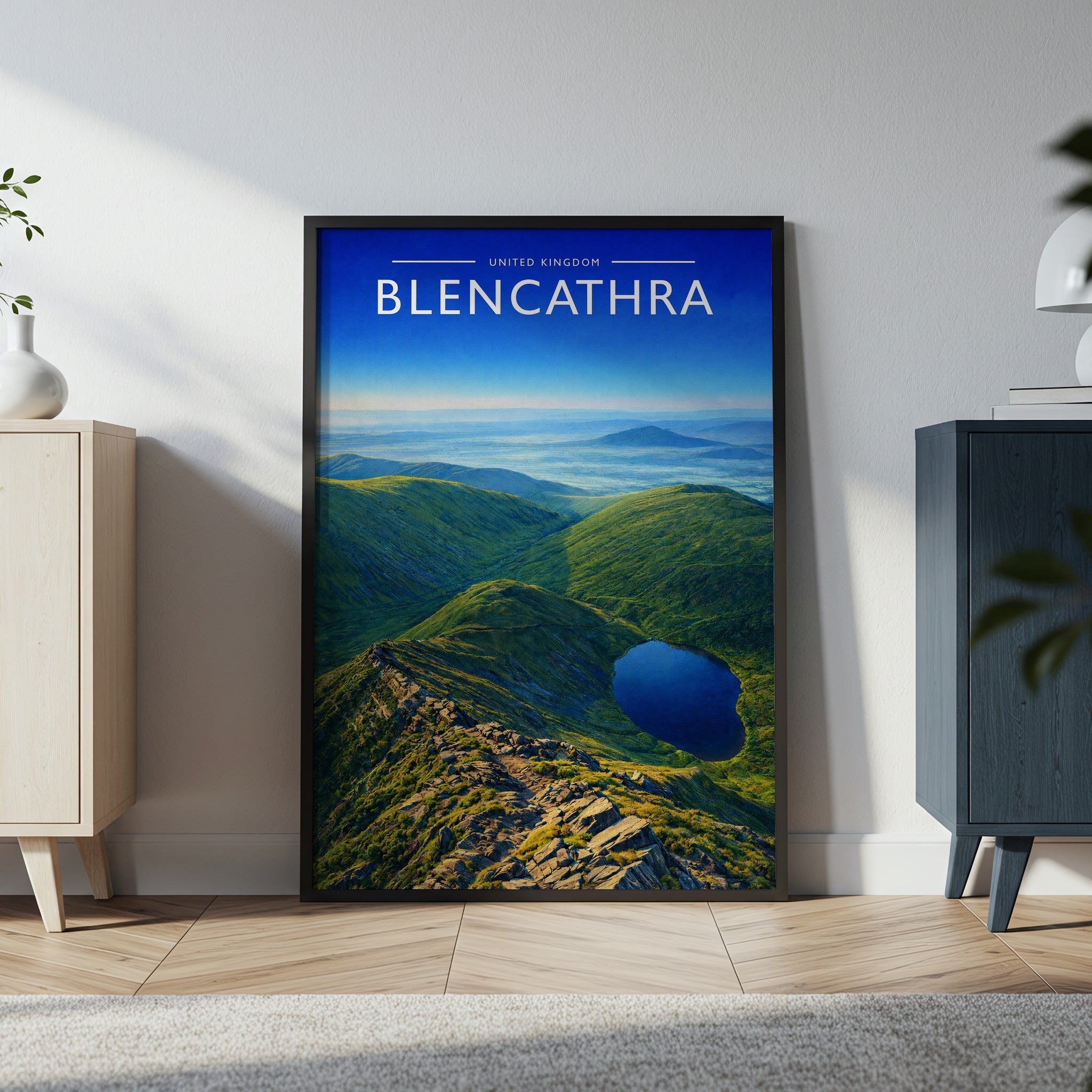 Blencathra Travel Poster in a black frame