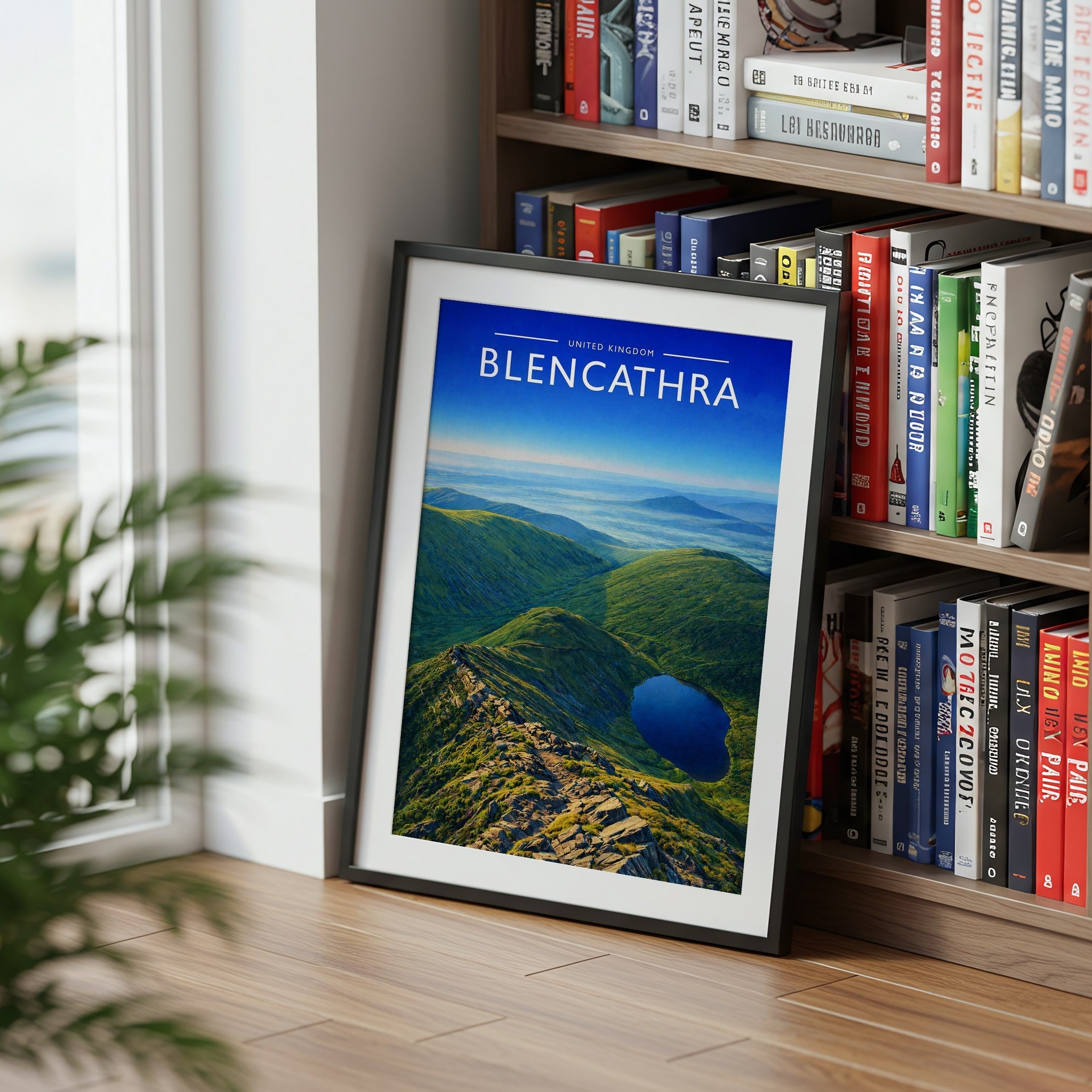 Blencathra Travel Poster mounted in a black frame