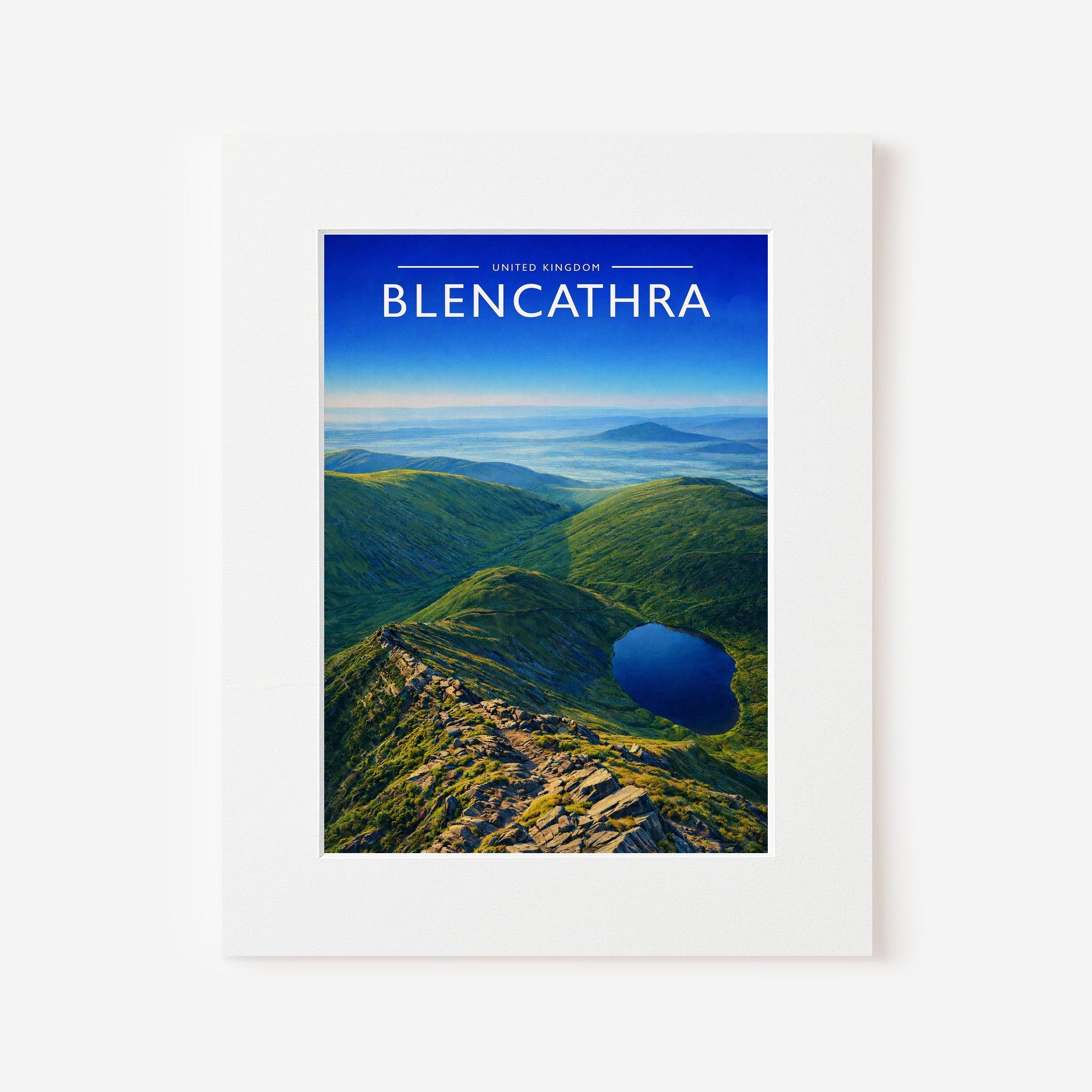 Blencathra Travel Poster in a white mount