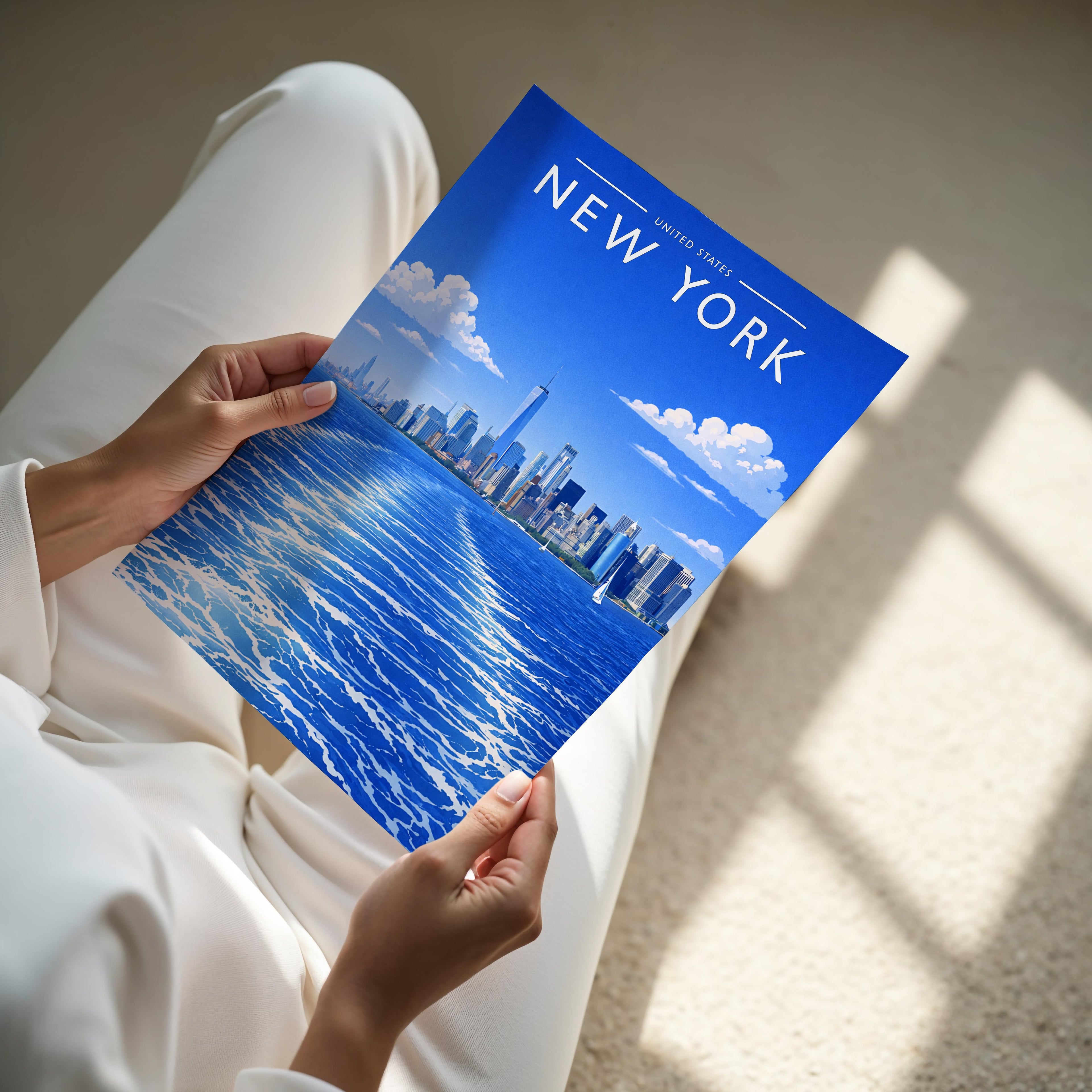 New York #3 Travel Poster - A4 print held in hand