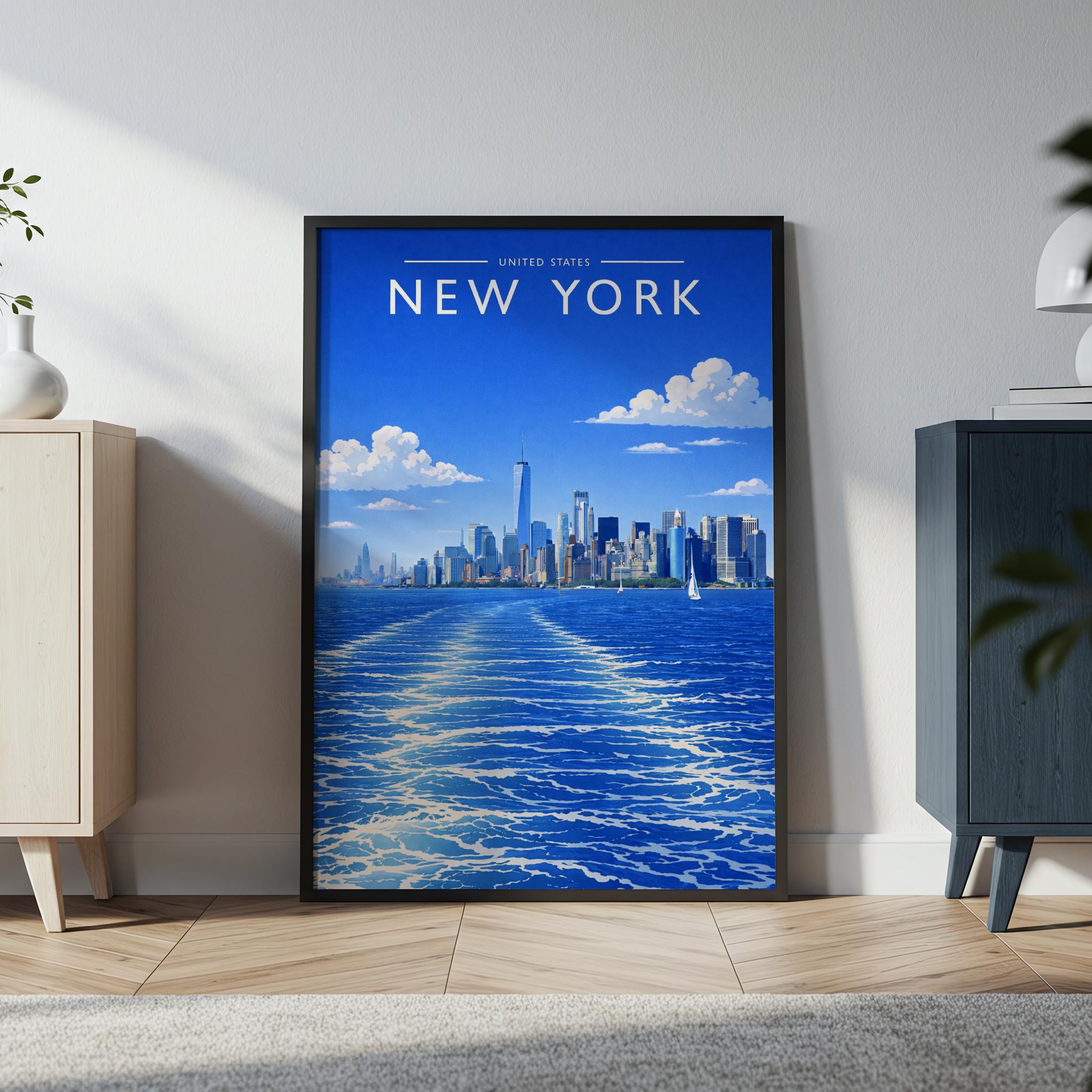 New York #3 Travel Poster in a black frame