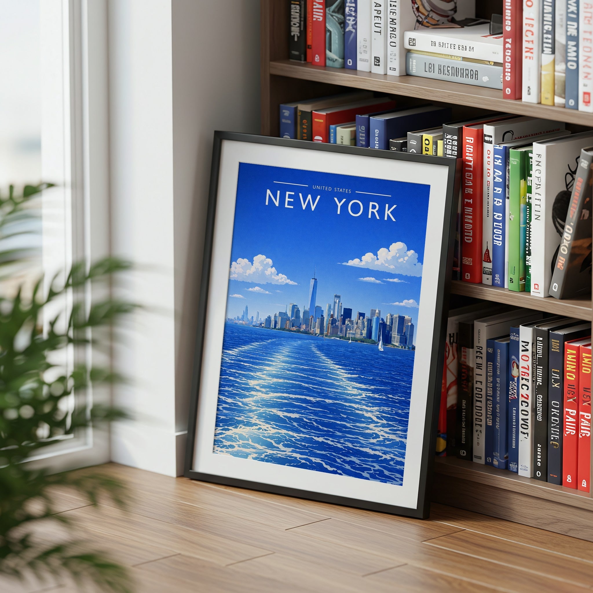 New York #3 Travel Poster mounted in a black frame