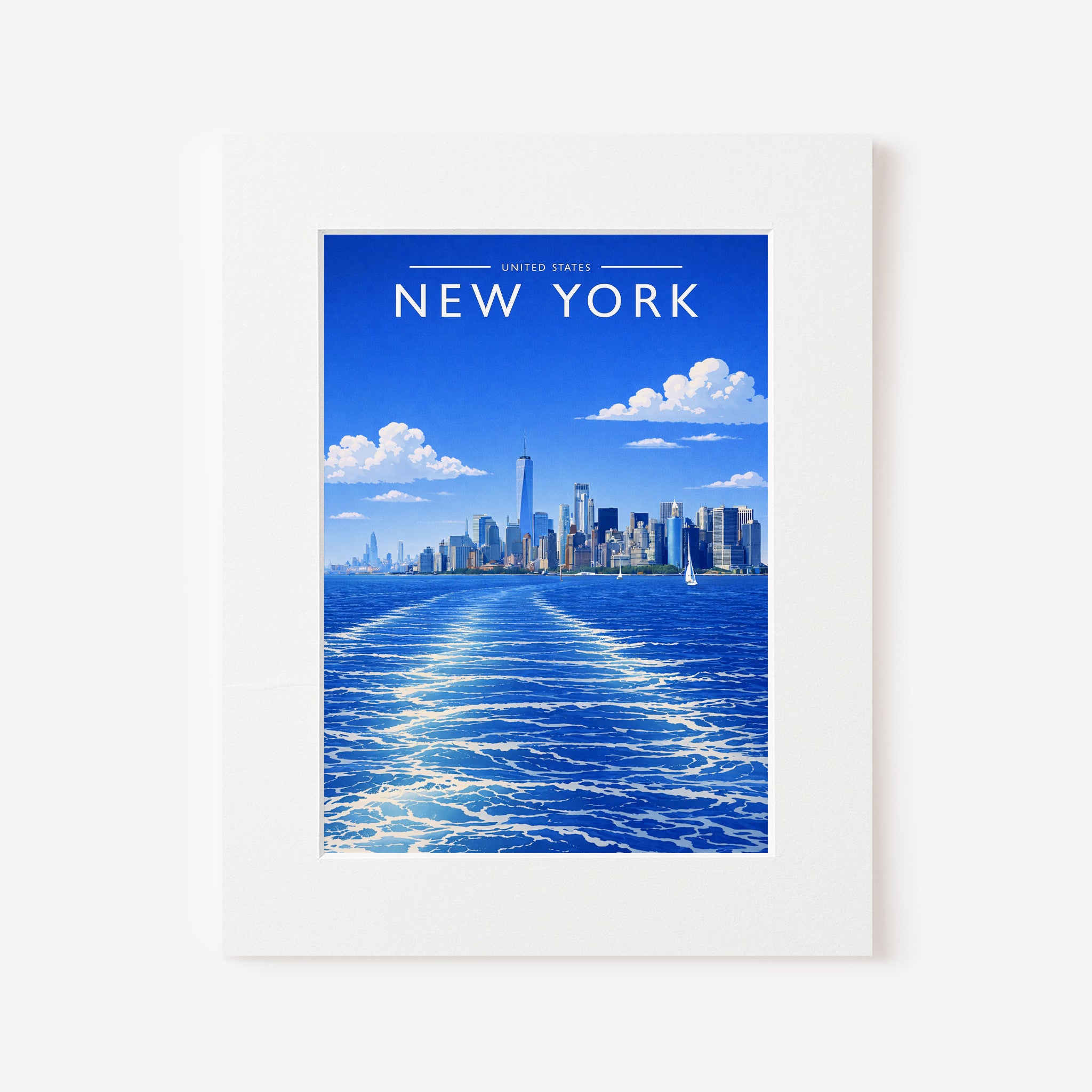 New York #3 Travel Poster in a white mount