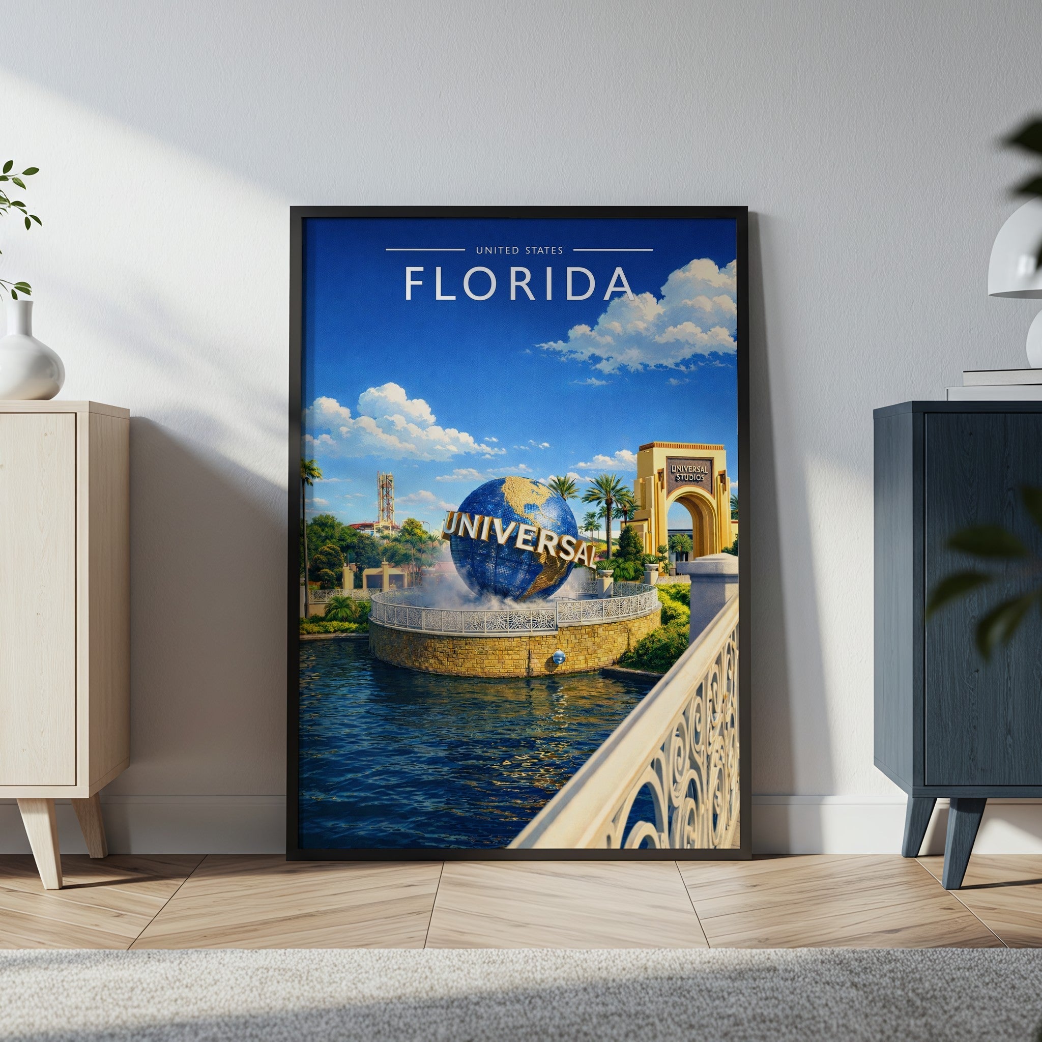 Florida Travel Poster in a black frame